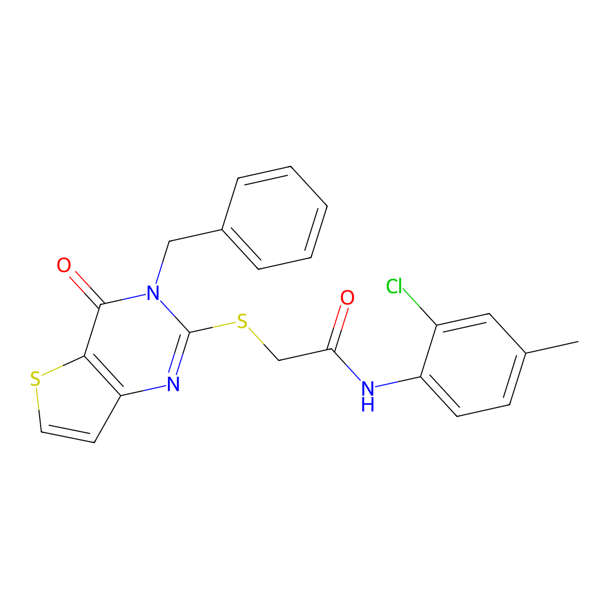 2-({3-benzyl-4-oxo-3H,4H-thieno[3,2-d]pyrimidin-2-yl}sulfanyl)-N-(2-chloro-4-methylphenyl)acetamide molecular structure, CAS 1252820-69-1