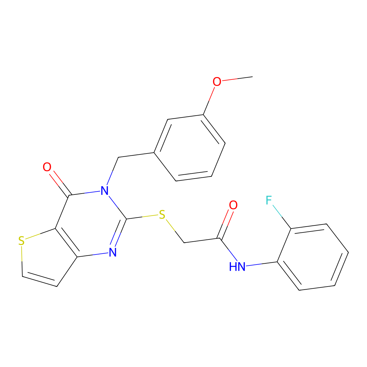 N-(2-fluorophenyl)-2-{[3-(3-methoxybenzyl)-4-oxo-3,4-dihydrothieno[3,2-d]pyrimidin-2-yl]sulfanyl}acetamide molecular structure, CAS 1252820-70-4