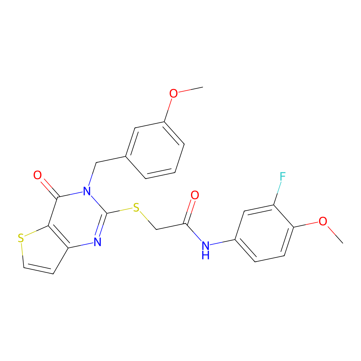 N-(3-fluoro-4-methoxyphenyl)-2-{[3-(3-methoxybenzyl)-4-oxo-3,4-dihydrothieno[3,2-d]pyrimidin-2-yl]sulfanyl}acetamide molecular structure, CAS 1252820-88-4
