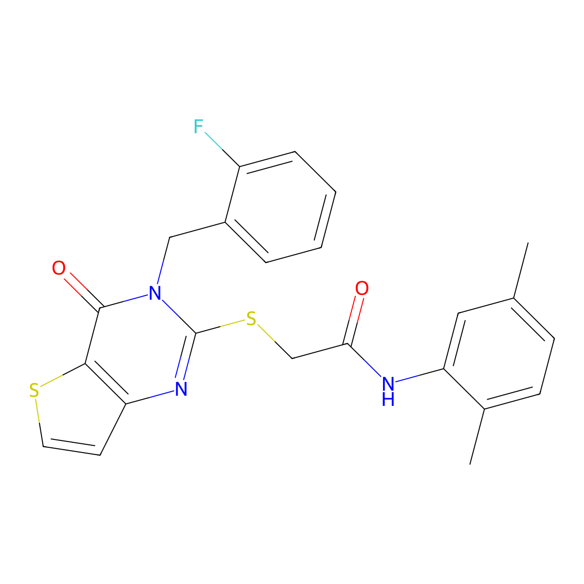 N-(2,5-dimethylphenyl)-2-{[3-(2-fluorobenzyl)-4-oxo-3,4-dihydrothieno[3,2-d]pyrimidin-2-yl]sulfanyl}acetamide molecular structure, CAS 1252820-91-9