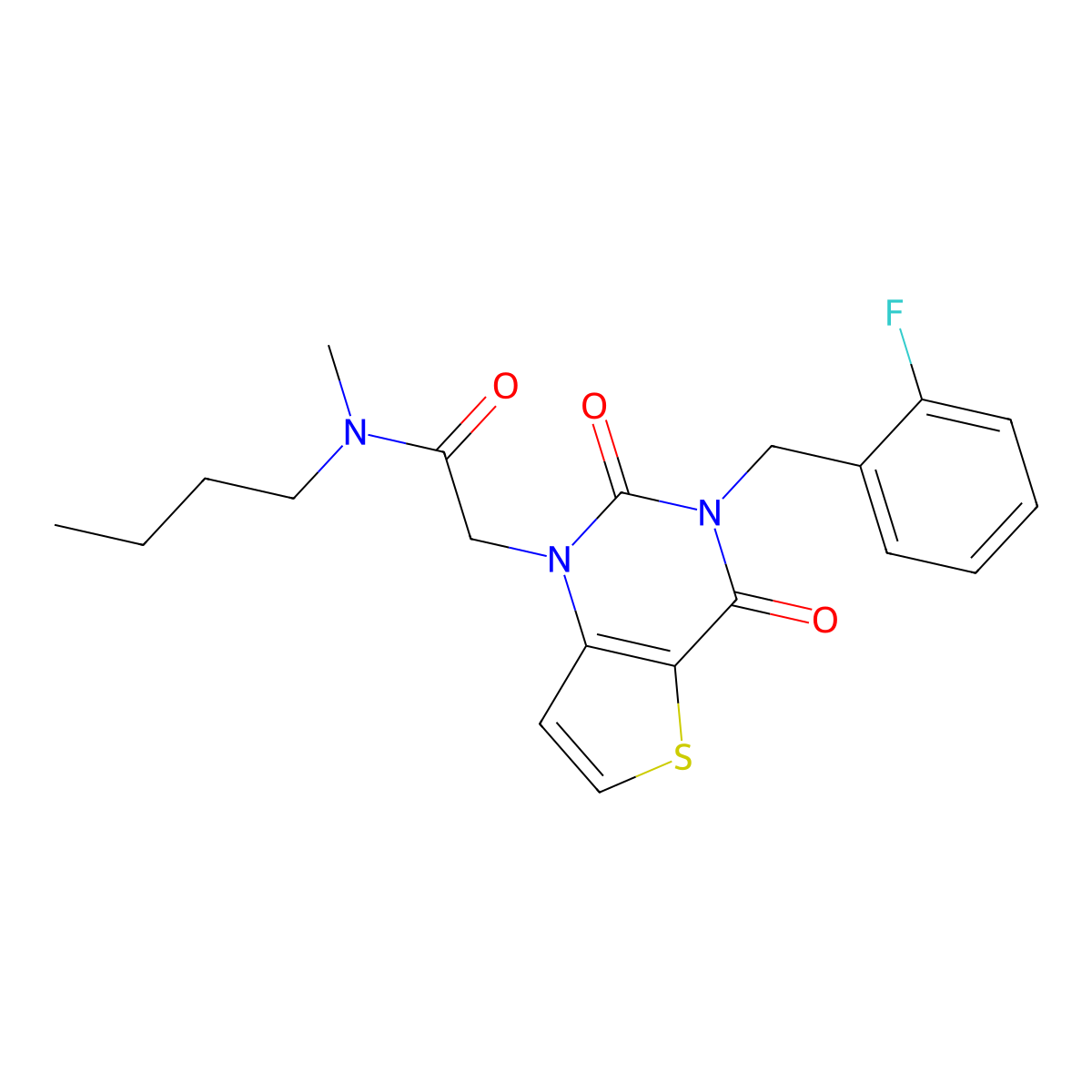 N-butyl-2-{3-[(2-fluorophenyl)methyl]-2,4-dioxo-1H,2H,3H,4H-thieno[3,2-d]pyrimidin-1-yl}-N-methylacetamide molecular structure, CAS 1252820-94-2