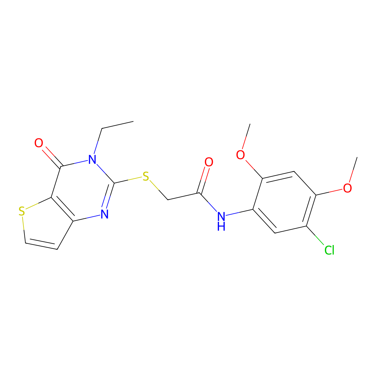 N-(5-chloro-2,4-dimethoxyphenyl)-2-({3-ethyl-4-oxo-3H,4H-thieno[3,2-d]pyrimidin-2-yl}sulfanyl)acetamide molecular structure, CAS 1252821-01-4