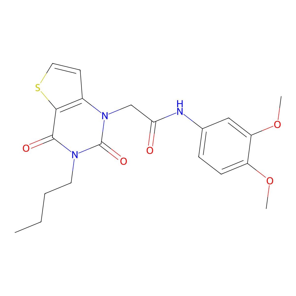 2-(3-butyl-2,4-dioxo-3,4-dihydrothieno[3,2-d]pyrimidin-1(2H)-yl)-N-(3,4-dimethoxyphenyl)acetamide molecular structure, CAS 1252821-03-6