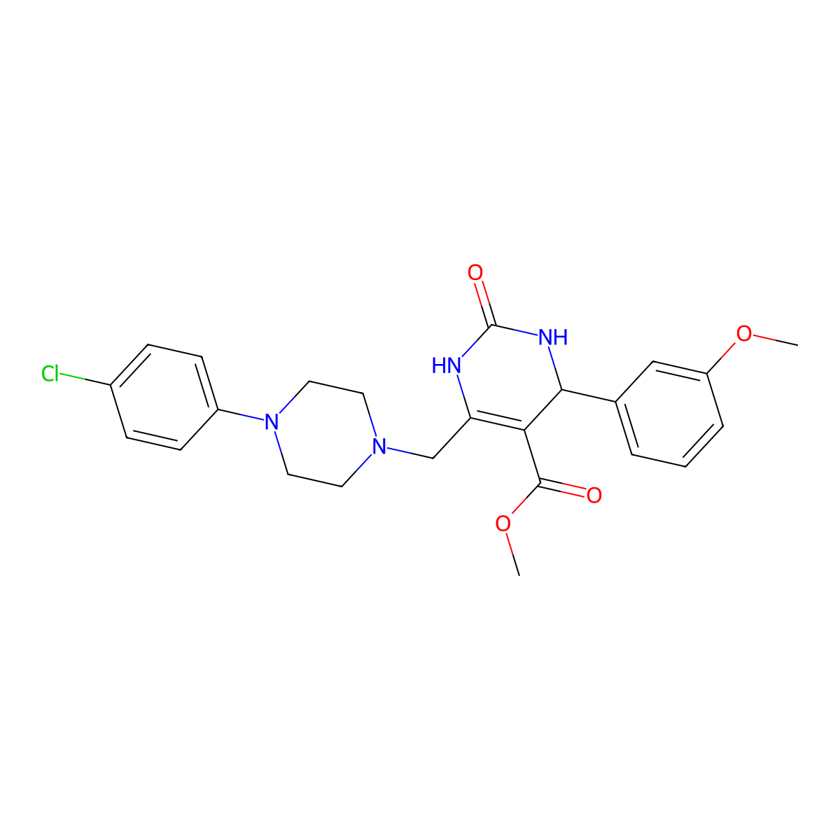 Methyl 6-{[4-(4-chlorophenyl)piperazin-1-yl]methyl}-4-(3-methoxyphenyl)-2-oxo-1,2,3,4-tetrahydropyrimidine-5-carboxylate molecular structure, CAS 1252821-10-5