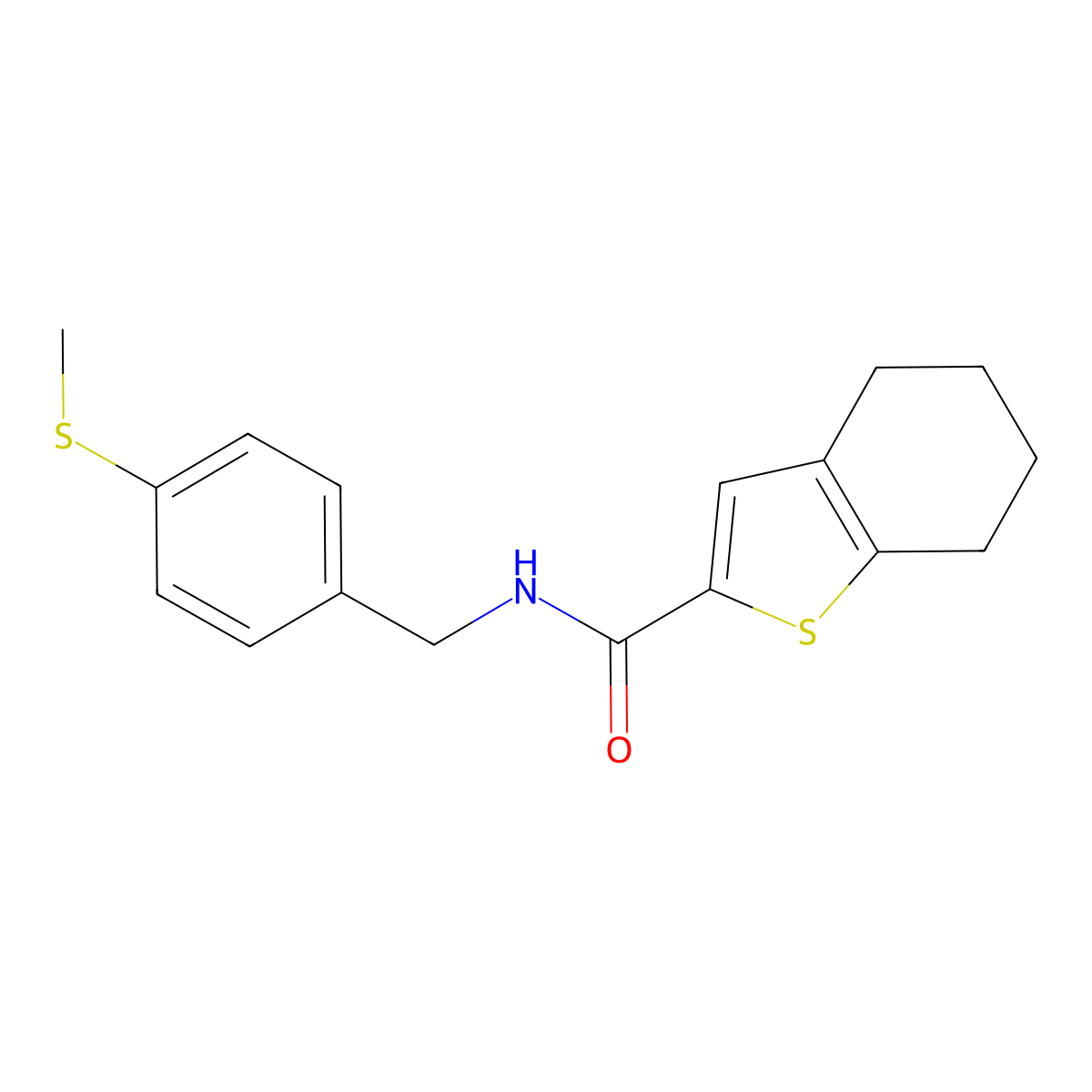 N-[4-(methylsulfanyl)benzyl]-4,5,6,7-tetrahydro-1-benzothiophene-2-carboxamide molecular structure, CAS 1252821-21-8