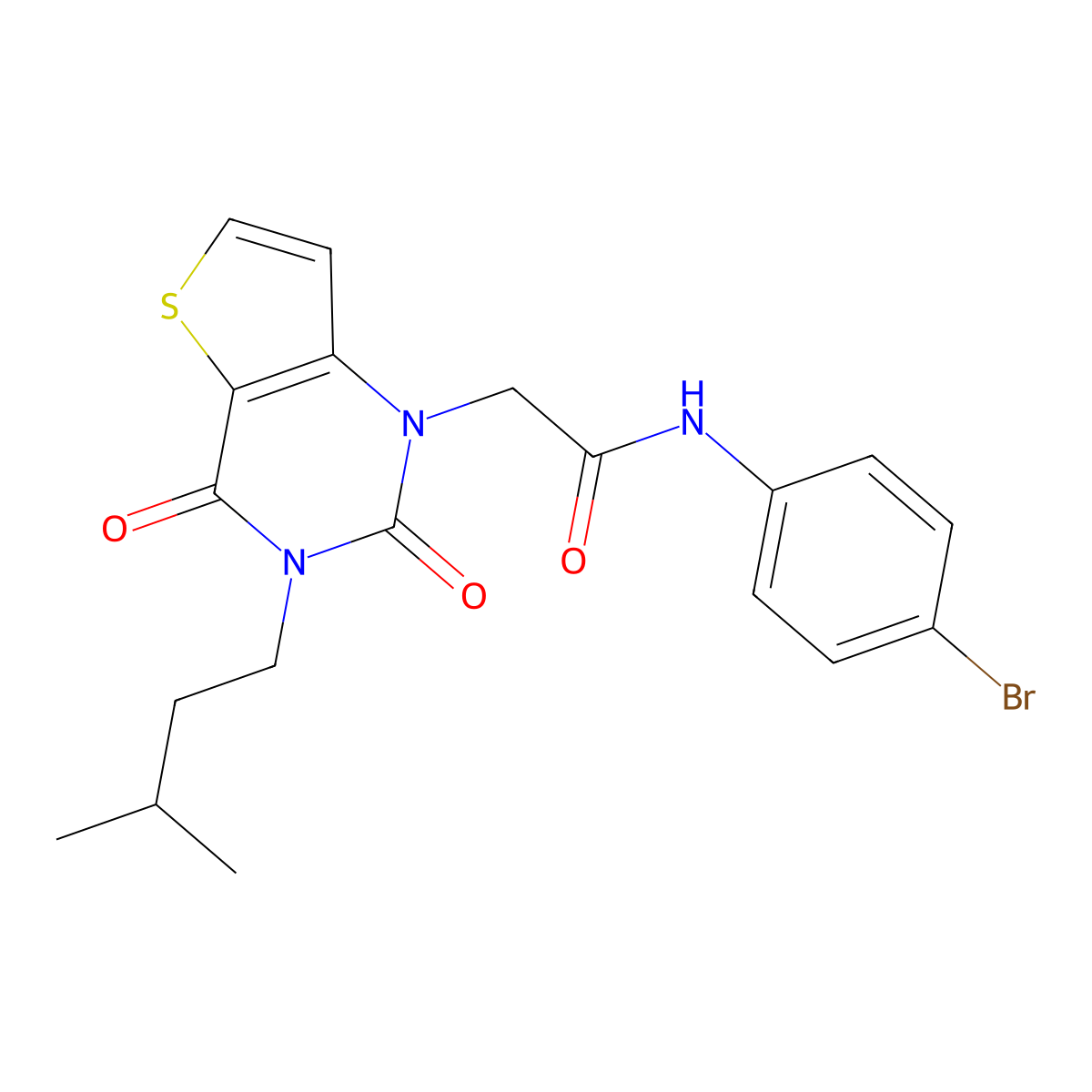 N-(4-bromophenyl)-2-[3-(3-methylbutyl)-2,4-dioxo-1H,2H,3H,4H-thieno[3,2-d]pyrimidin-1-yl]acetamide molecular structure, CAS 1252821-33-2