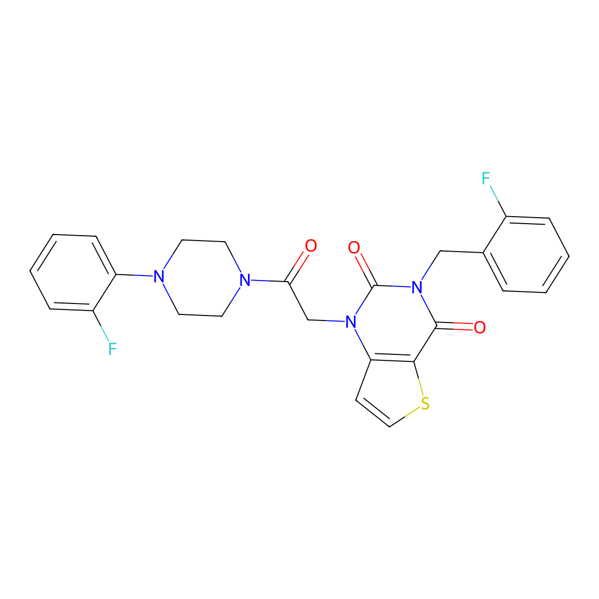 3-(2-fluorobenzyl)-1-{2-[4-(2-fluorophenyl)piperazin-1-yl]-2-oxoethyl}thieno[3,2-d]pyrimidine-2,4(1H,3H)-dione molecular structure, CAS 1252821-41-2