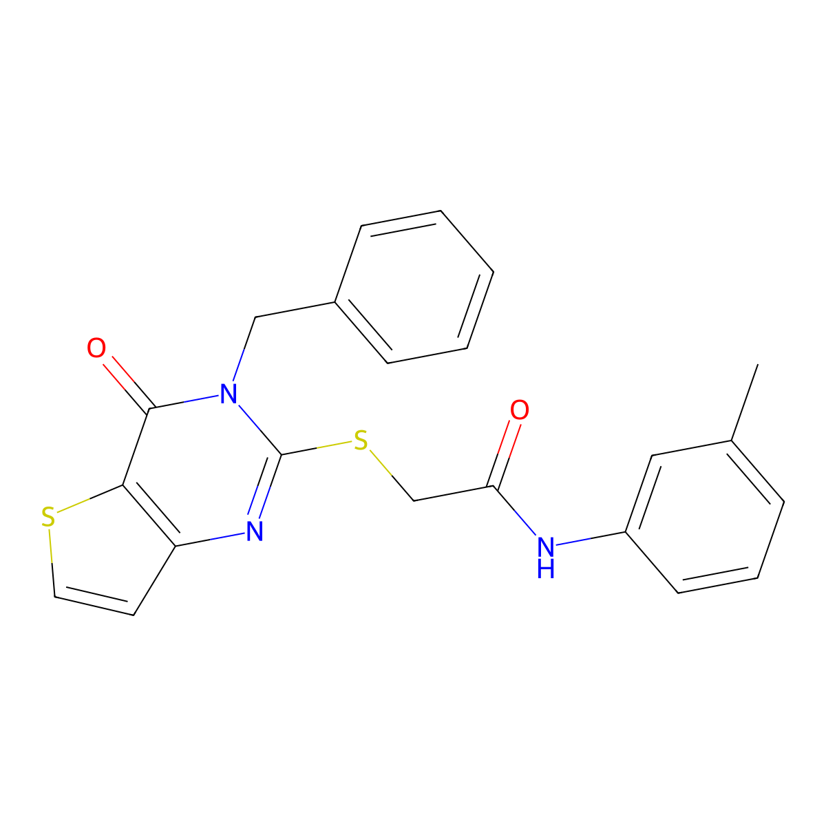 2-({3-benzyl-4-oxo-3H,4H-thieno[3,2-d]pyrimidin-2-yl}sulfanyl)-N-(3-methylphenyl)acetamide molecular structure, CAS 1252821-64-9