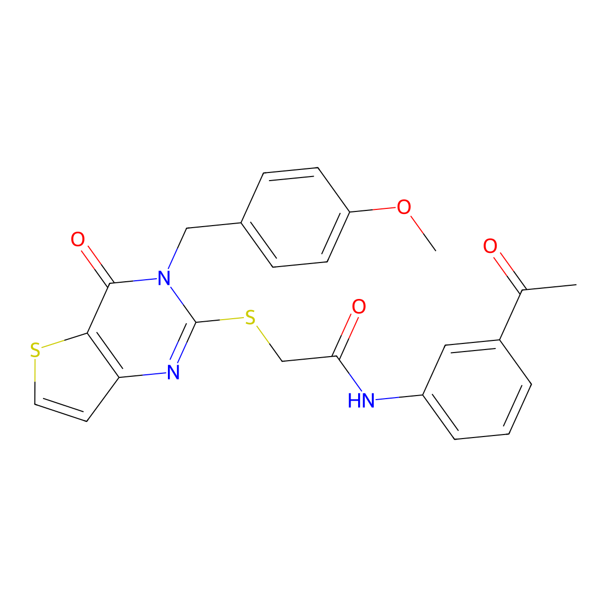 N-(3-acetylphenyl)-2-({3-[(4-methoxyphenyl)methyl]-4-oxo-3H,4H-thieno[3,2-d]pyrimidin-2-yl}sulfanyl)acetamide molecular structure, CAS 1252821-98-9