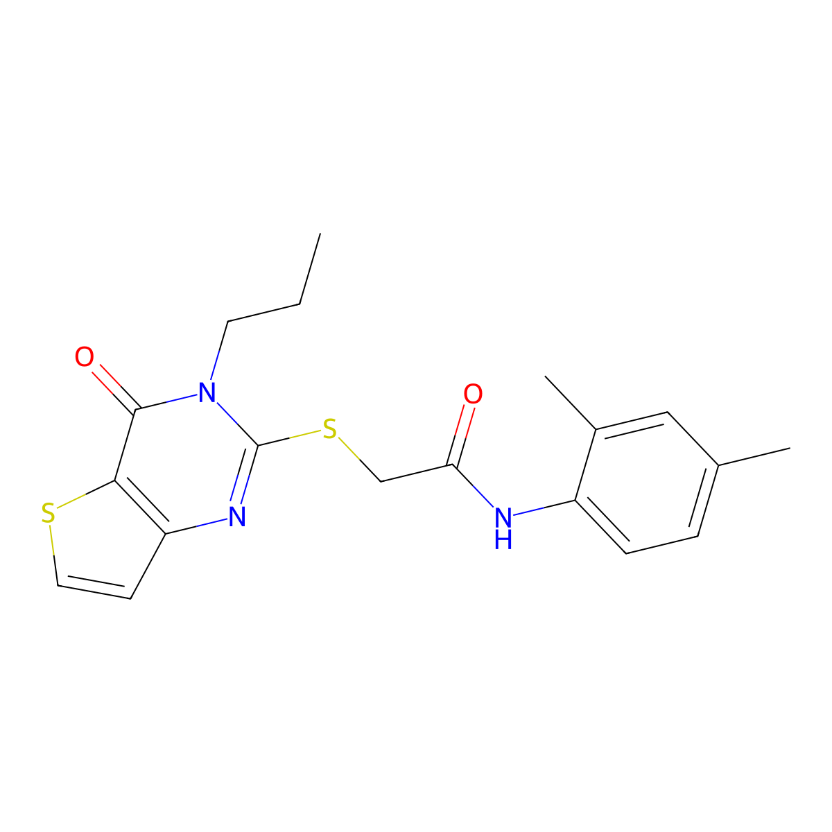 N-(2,4-dimethylphenyl)-2-({4-oxo-3-propyl-3H,4H-thieno[3,2-d]pyrimidin-2-yl}sulfanyl)acetamide molecular structure, CAS 1252822-01-7