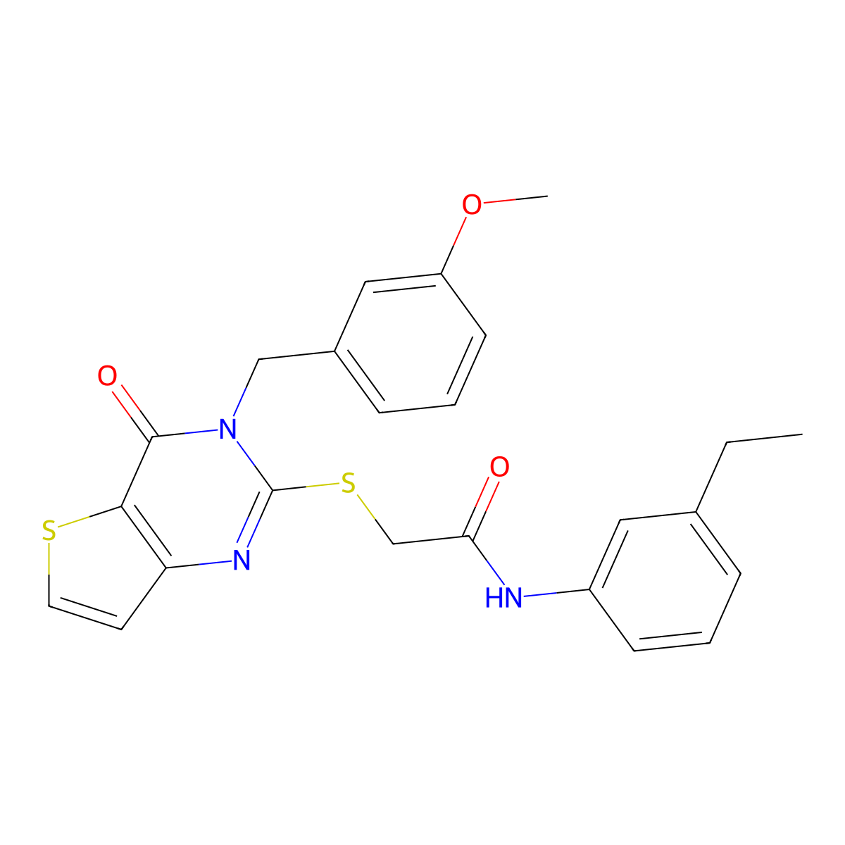 N-(3-ethylphenyl)-2-{[3-(3-methoxybenzyl)-4-oxo-3,4-dihydrothieno[3,2-d]pyrimidin-2-yl]sulfanyl}acetamide molecular structure, CAS 1252822-02-8