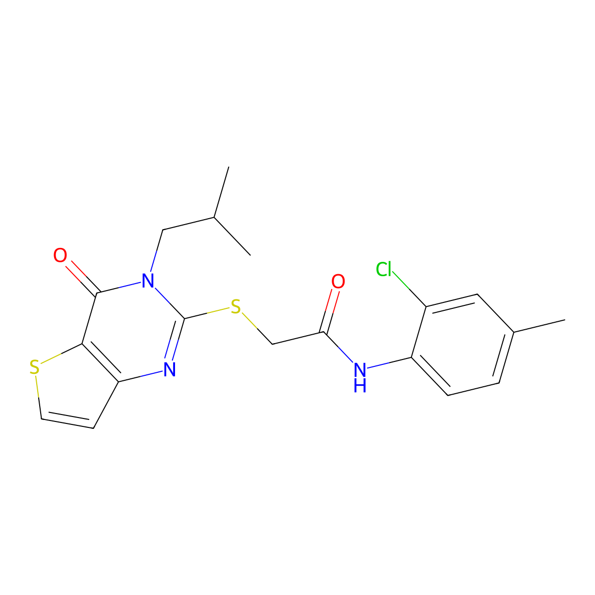 N-(2-chloro-4-methylphenyl)-2-{[3-(2-methylpropyl)-4-oxo-3,4-dihydrothieno[3,2-d]pyrimidin-2-yl]sulfanyl}acetamide molecular structure, CAS 1252822-05-1