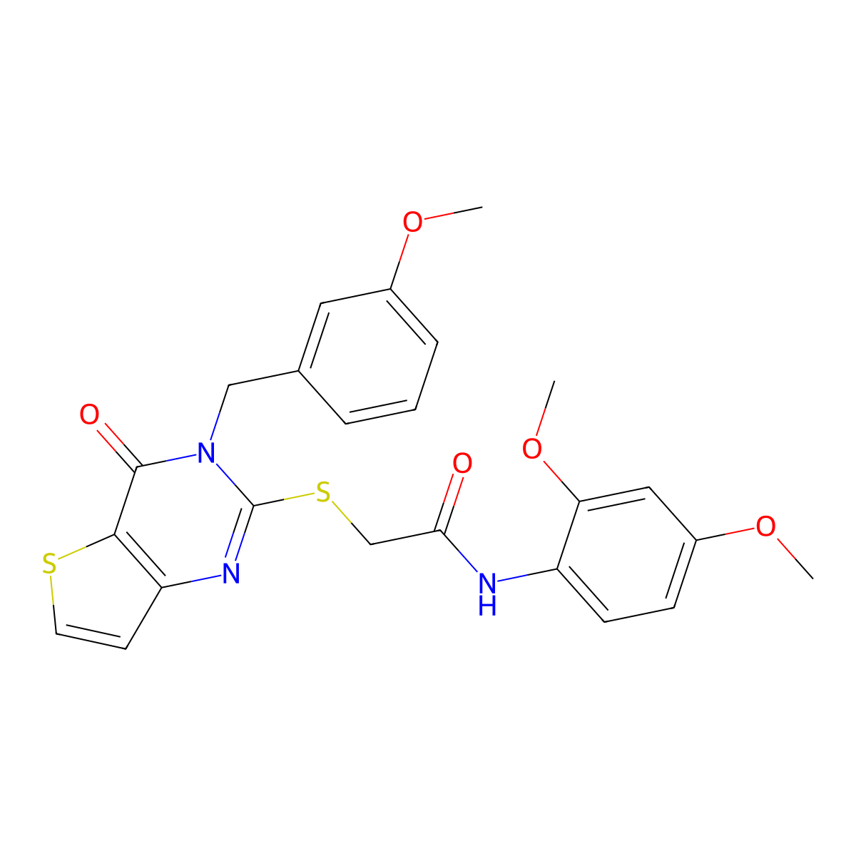 N-(2,4-dimethoxyphenyl)-2-{[3-(3-methoxybenzyl)-4-oxo-3,4-dihydrothieno[3,2-d]pyrimidin-2-yl]sulfanyl}acetamide molecular structure, CAS 1252822-11-9