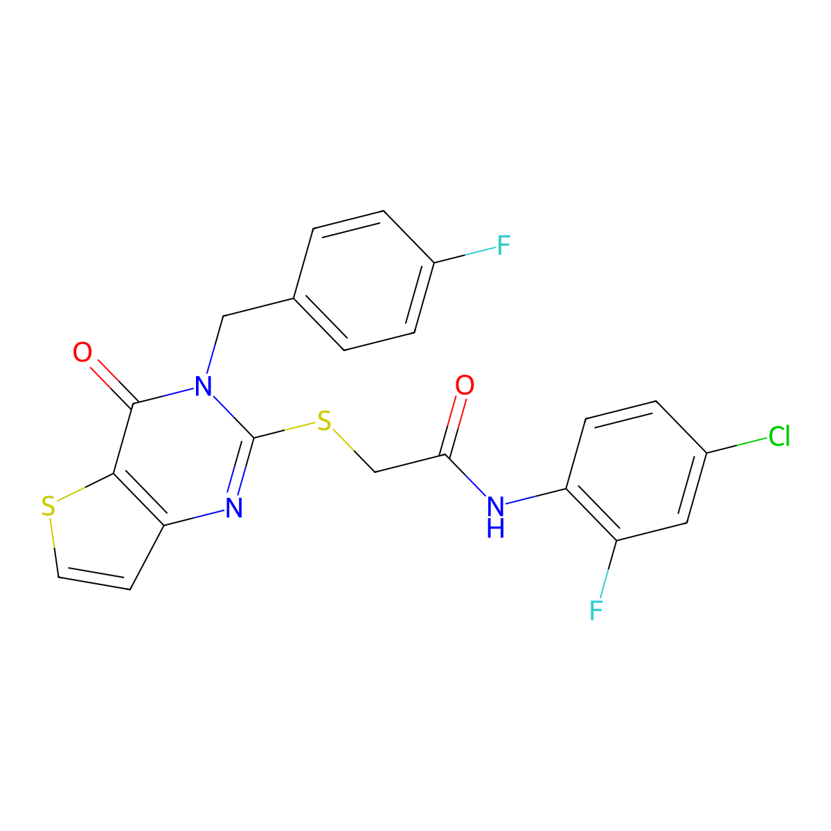 N-(4-chloro-2-fluorophenyl)-2-({3-[(4-fluorophenyl)methyl]-4-oxo-3H,4H-thieno[3,2-d]pyrimidin-2-yl}sulfanyl)acetamide molecular structure, CAS 1252822-26-6