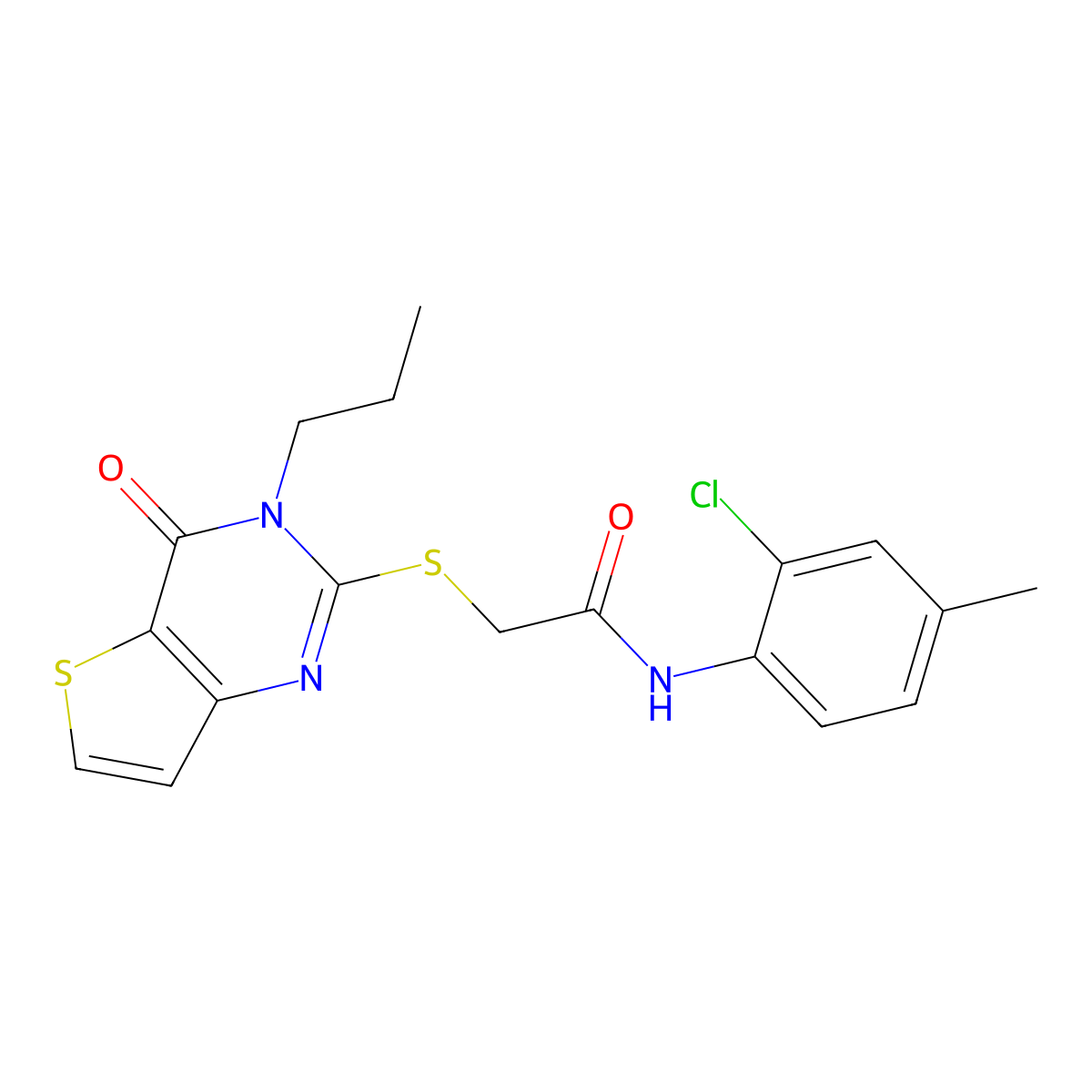 N-(2-chloro-4-methylphenyl)-2-({4-oxo-3-propyl-3H,4H-thieno[3,2-d]pyrimidin-2-yl}sulfanyl)acetamide molecular structure, CAS 1252822-31-3