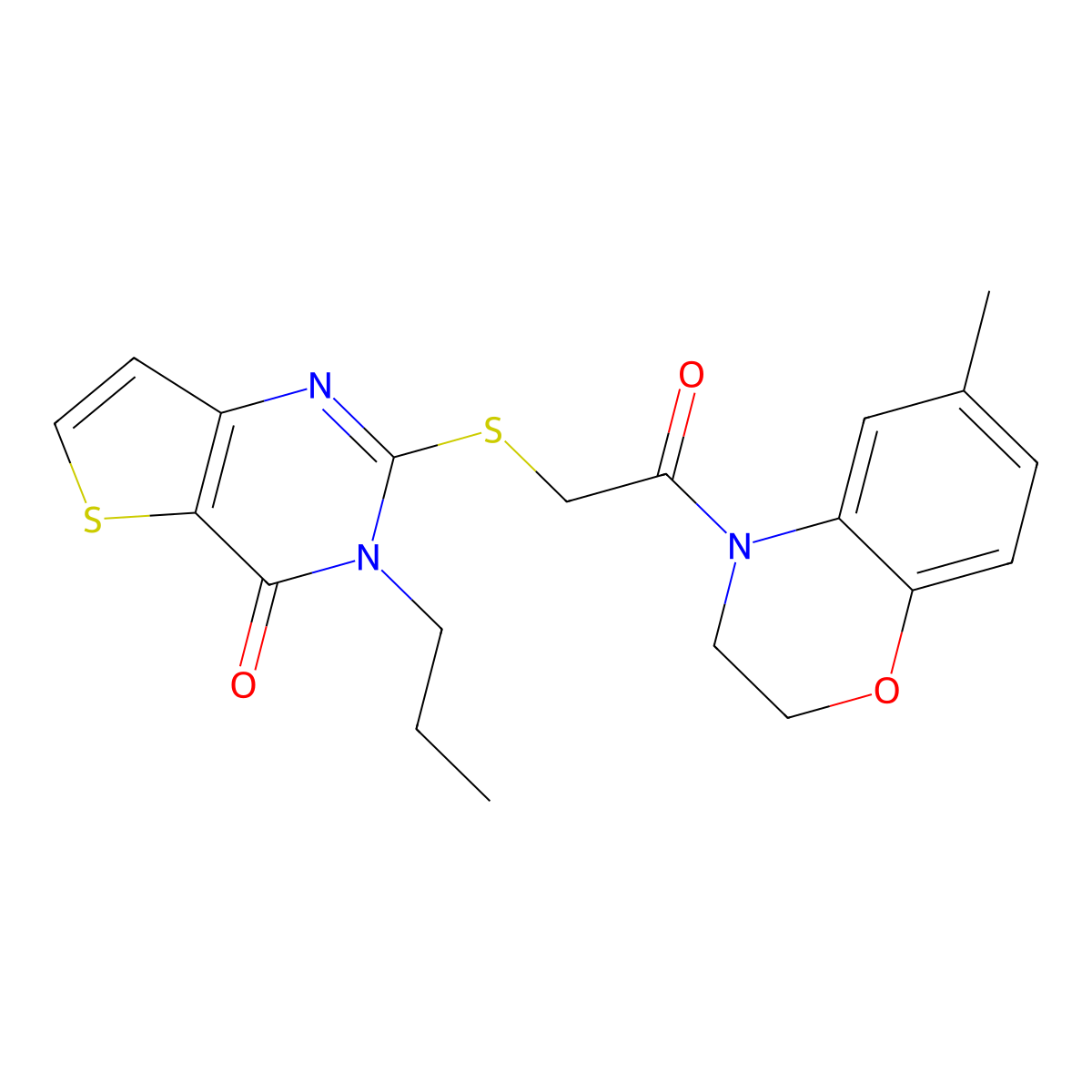 2-{[2-(6-methyl-3,4-dihydro-2H-1,4-benzoxazin-4-yl)-2-oxoethyl]sulfanyl}-3-propyl-3H,4H-thieno[3,2-d]pyrimidin-4-one molecular structure, CAS 1252822-51-7