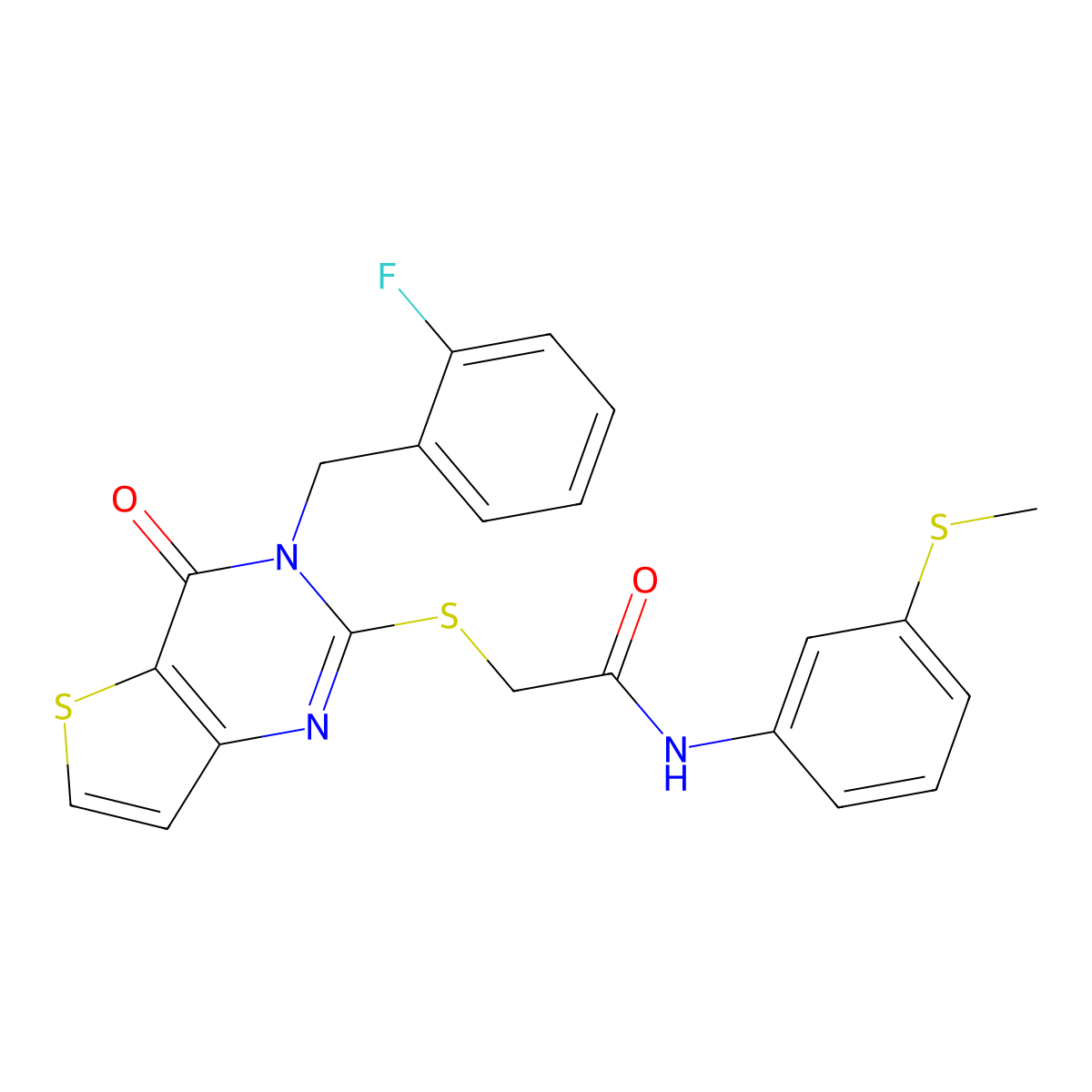 2-{[3-(2-fluorobenzyl)-4-oxo-3,4-dihydrothieno[3,2-d]pyrimidin-2-yl]sulfanyl}-N-[3-(methylsulfanyl)phenyl]acetamide molecular structure, CAS 1252822-54-0