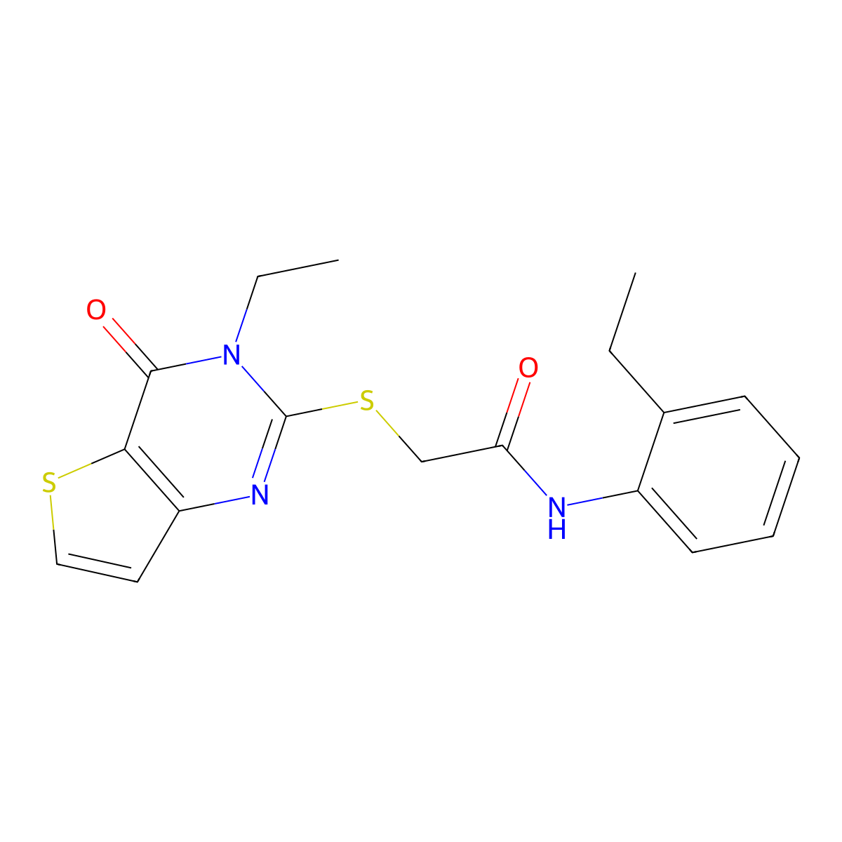 2-[(3-ethyl-4-oxo-3,4-dihydrothieno[3,2-d]pyrimidin-2-yl)sulfanyl]-N-(2-ethylphenyl)acetamide molecular structure, CAS 1252822-57-3