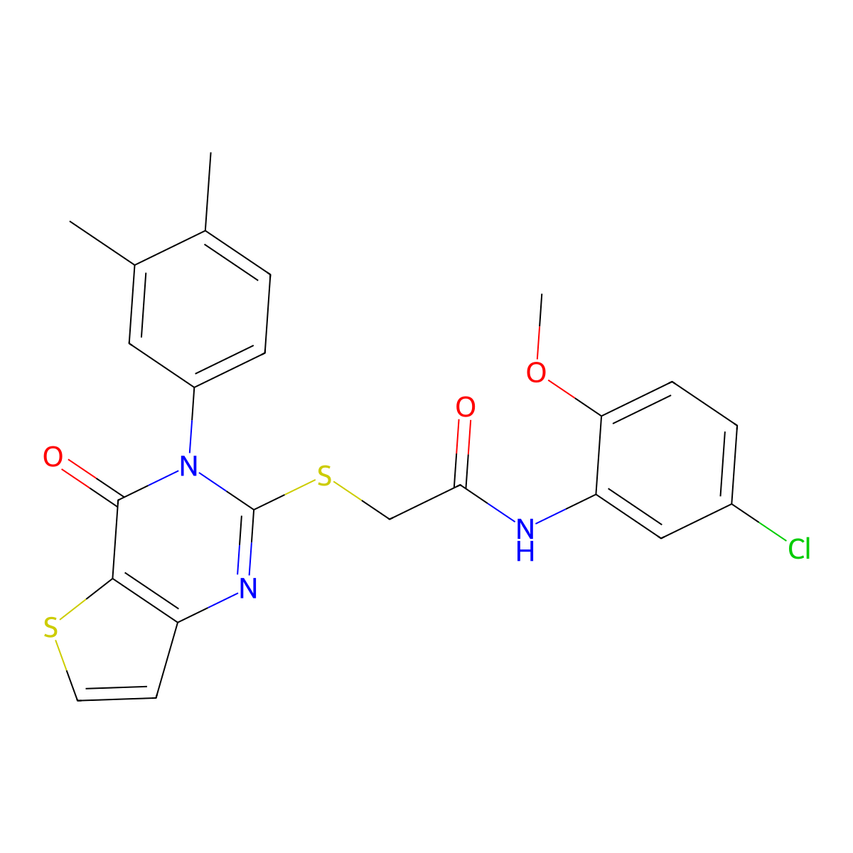 N-(5-chloro-2-methoxyphenyl)-2-{[3-(3,4-dimethylphenyl)-4-oxo-3,4-dihydrothieno[3,2-d]pyrimidin-2-yl]sulfanyl}acetamide molecular structure, CAS 1252822-58-4