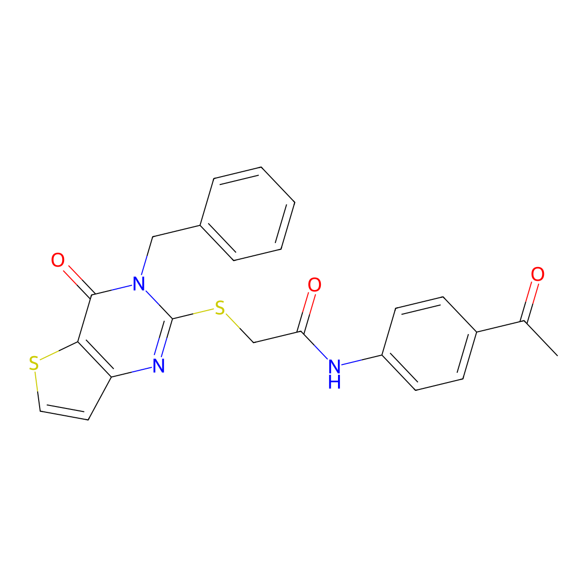 N-(4-acetylphenyl)-2-[(3-benzyl-4-oxo-3,4-dihydrothieno[3,2-d]pyrimidin-2-yl)sulfanyl]acetamide molecular structure, CAS 1252822-66-4