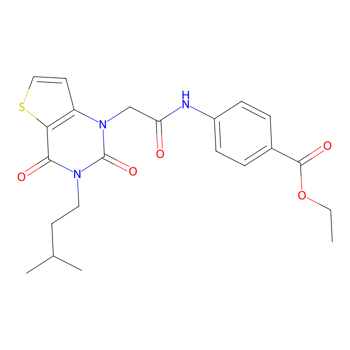 ethyl 4-({[3-(3-methylbutyl)-2,4-dioxo-3,4-dihydrothieno[3,2-d]pyrimidin-1(2H)-yl]acetyl}amino)benzoate molecular structure, CAS 1252822-88-0