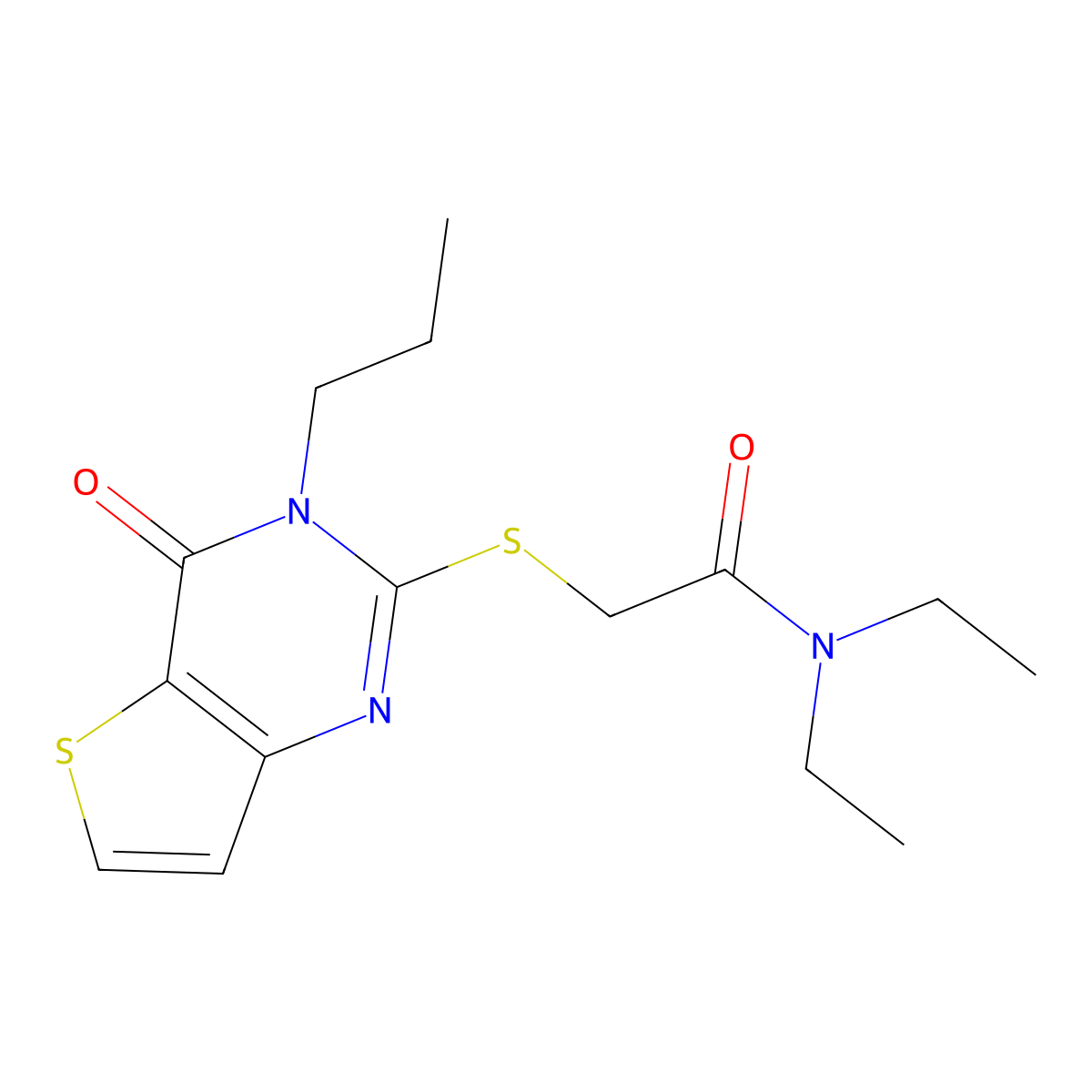 N,N-diethyl-2-({4-oxo-3-propyl-3H,4H-thieno[3,2-d]pyrimidin-2-yl}sulfanyl)acetamide molecular structure, CAS 1252823-03-2