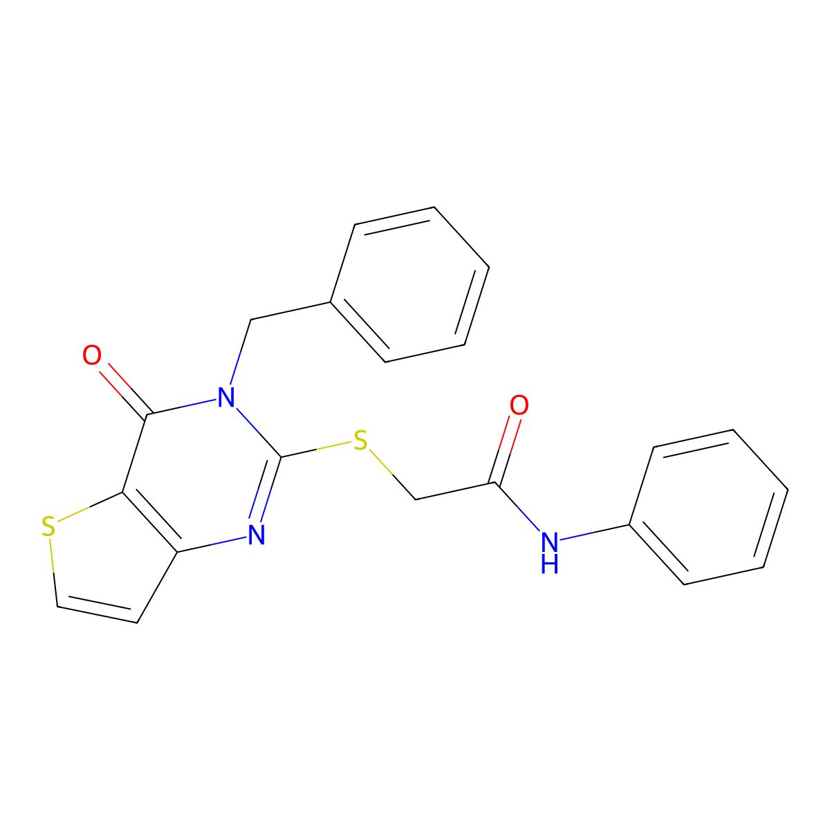 2-({3-benzyl-4-oxo-3H,4H-thieno[3,2-d]pyrimidin-2-yl}sulfanyl)-N-phenylacetamide molecular structure, CAS 1252823-07-6
