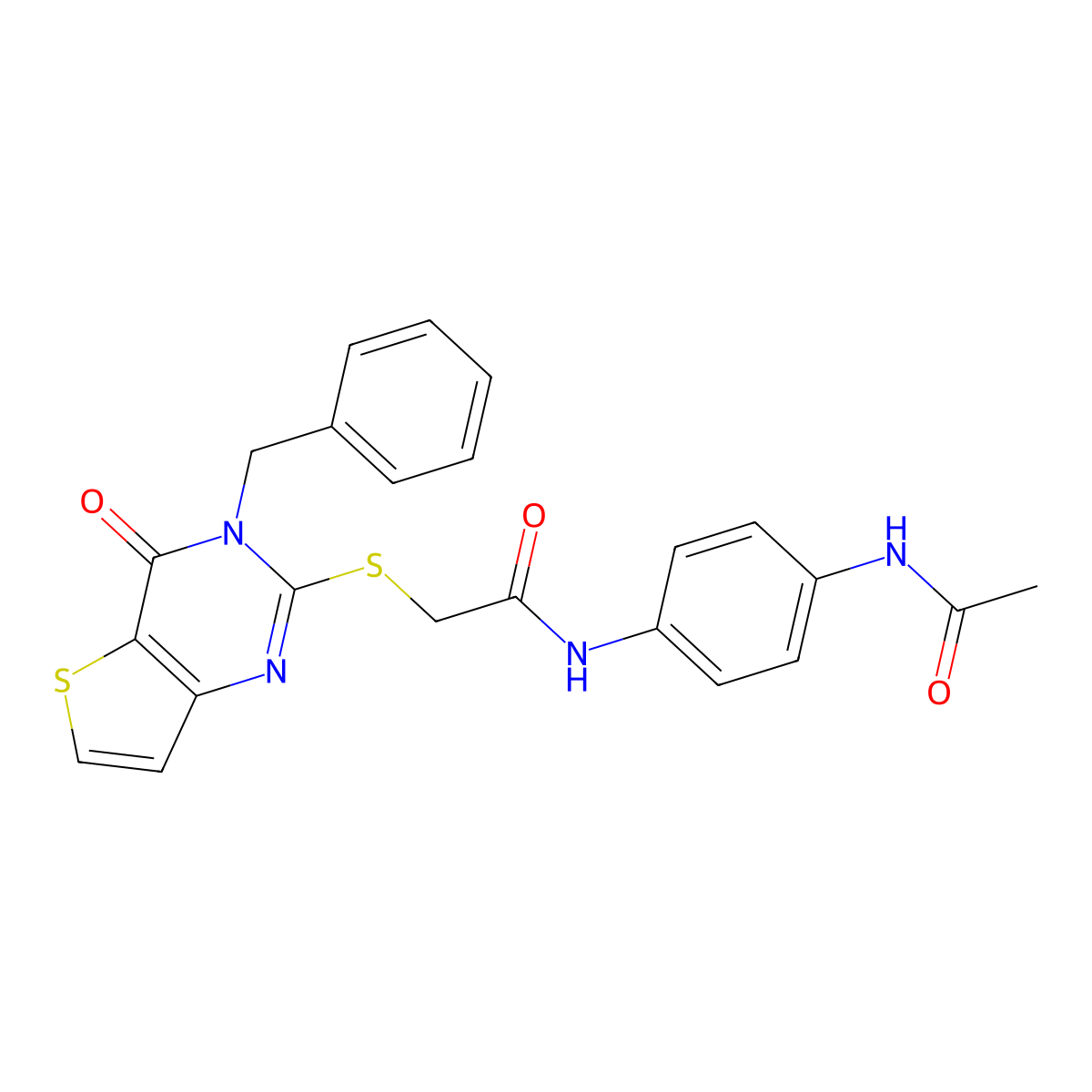 2-({3-benzyl-4-oxo-3H,4H-thieno[3,2-d]pyrimidin-2-yl}sulfanyl)-N-(4-acetamidophenyl)acetamide molecular structure, CAS 1252823-12-3