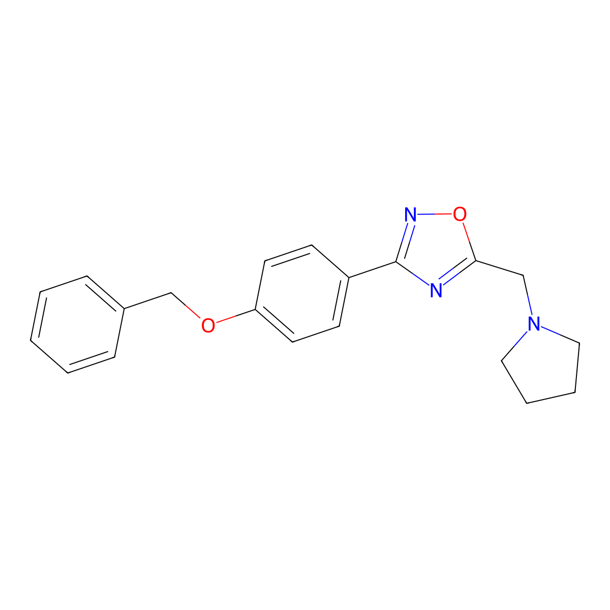 3-(4-(Benzyloxy)phenyl)-5-(pyrrolidin-1-ylmethyl)-1,2,4-oxadiazole molecular structure, CAS 1252823-15-6