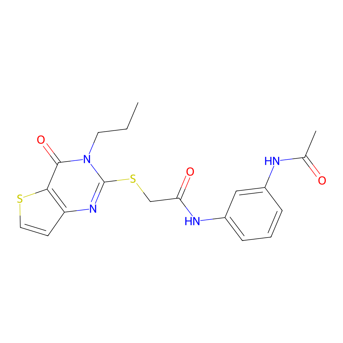 N-(3-acetamidophenyl)-2-({4-oxo-3-propyl-3H,4H-thieno[3,2-d]pyrimidin-2-yl}sulfanyl)acetamide molecular structure, CAS 1252823-22-5