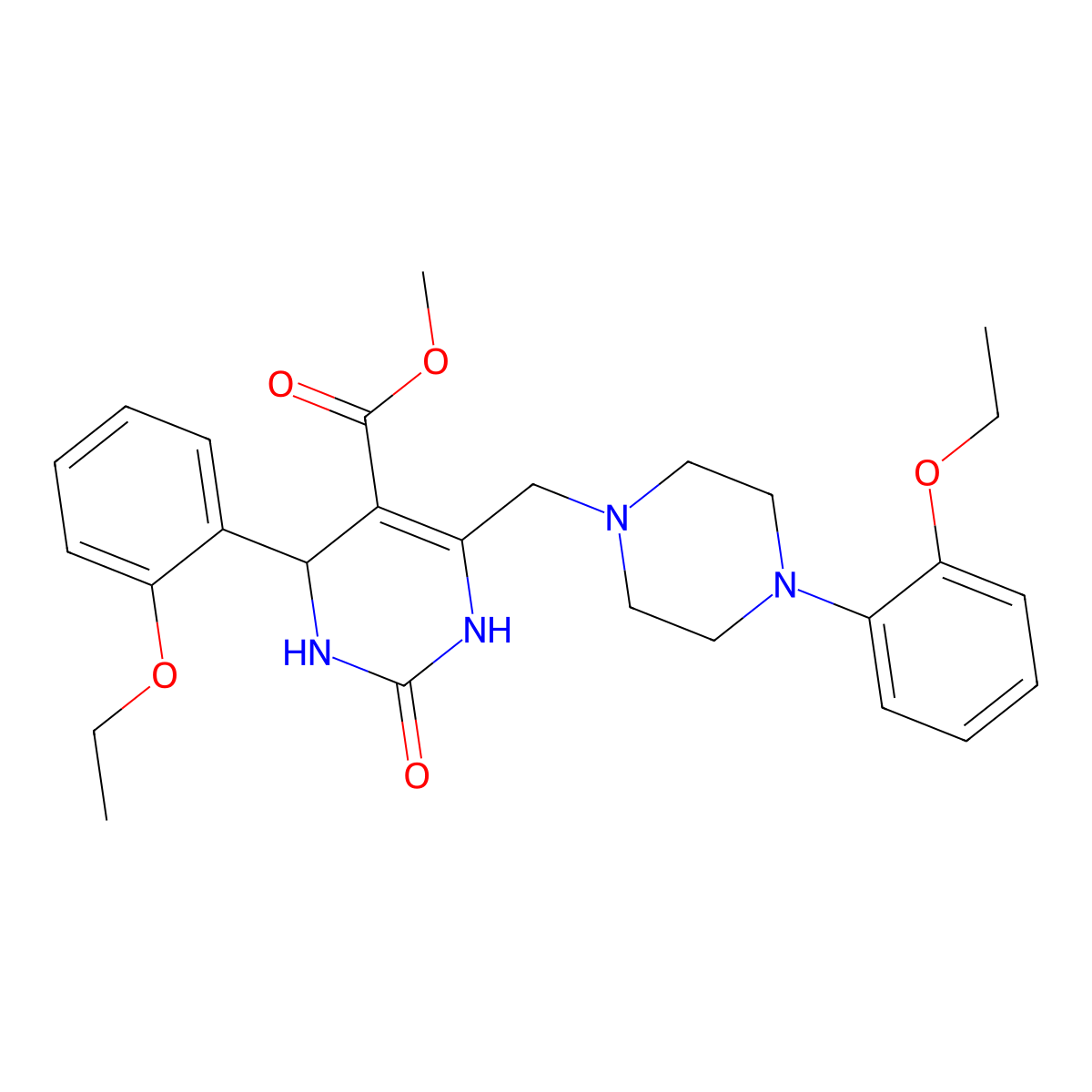 Methyl 4-(2-ethoxyphenyl)-6-{[4-(2-ethoxyphenyl)piperazin-1-yl]methyl}-2-oxo-1,2,3,4-tetrahydropyrimidine-5-carboxylate molecular structure, CAS 1252823-29-2