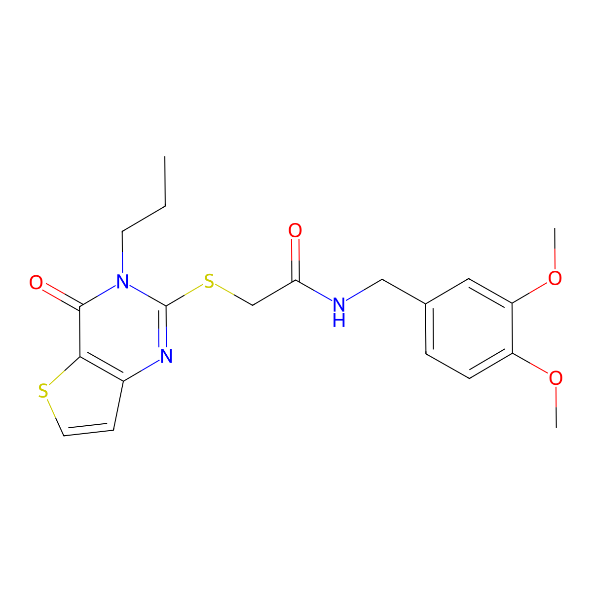 N-[(3,4-dimethoxyphenyl)methyl]-2-({4-oxo-3-propyl-3H,4H-thieno[3,2-d]pyrimidin-2-yl}sulfanyl)acetamide molecular structure, CAS 1252823-98-5