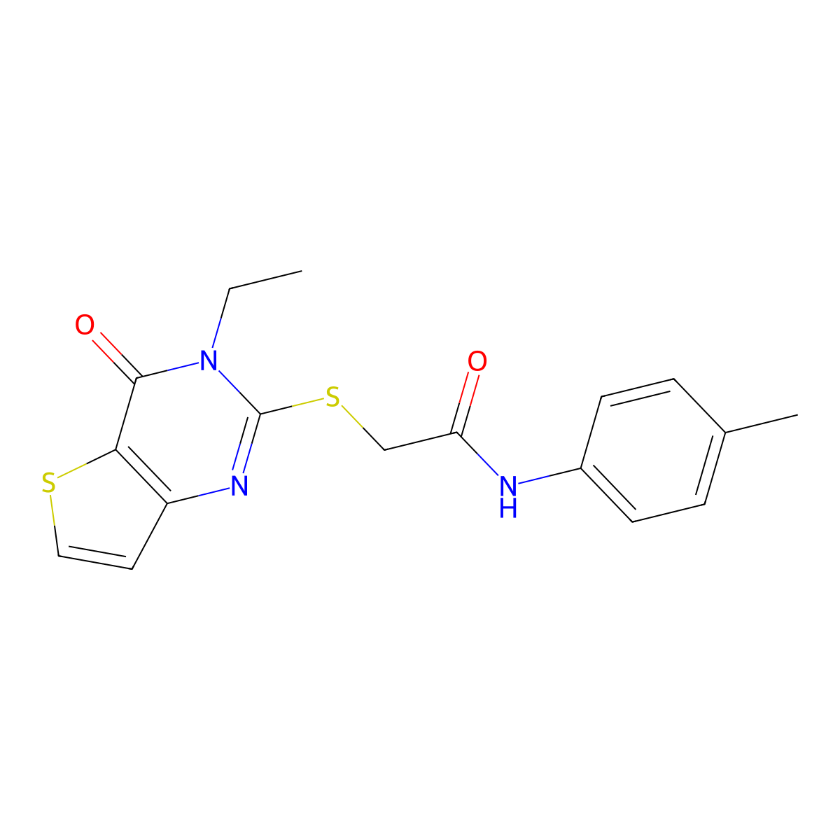 2-({3-ethyl-4-oxo-3H,4H-thieno[3,2-d]pyrimidin-2-yl}sulfanyl)-N-(4-methylphenyl)acetamide molecular structure, CAS 1252824-12-6