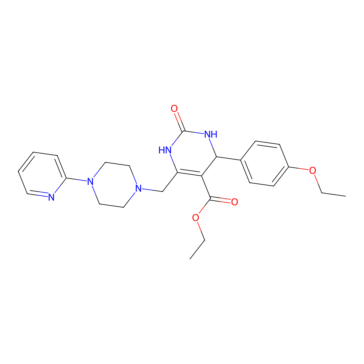 Ethyl 4-(4-ethoxyphenyl)-2-oxo-6-{[4-(pyridin-2-yl)piperazin-1-yl]methyl}-1,2,3,4-tetrahydropyrimidine-5-carboxylate molecular structure, CAS 1252824-65-9