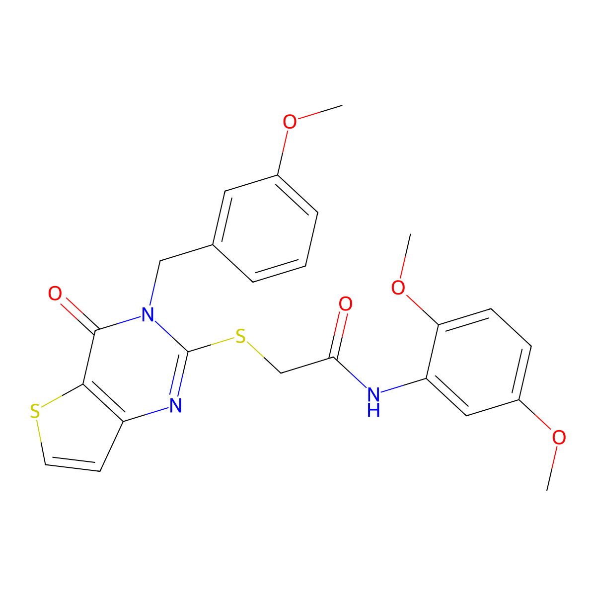 N-(2,5-dimethoxyphenyl)-2-{[3-(3-methoxybenzyl)-4-oxo-3,4-dihydrothieno[3,2-d]pyrimidin-2-yl]sulfanyl}acetamide molecular structure, CAS 1252824-72-8