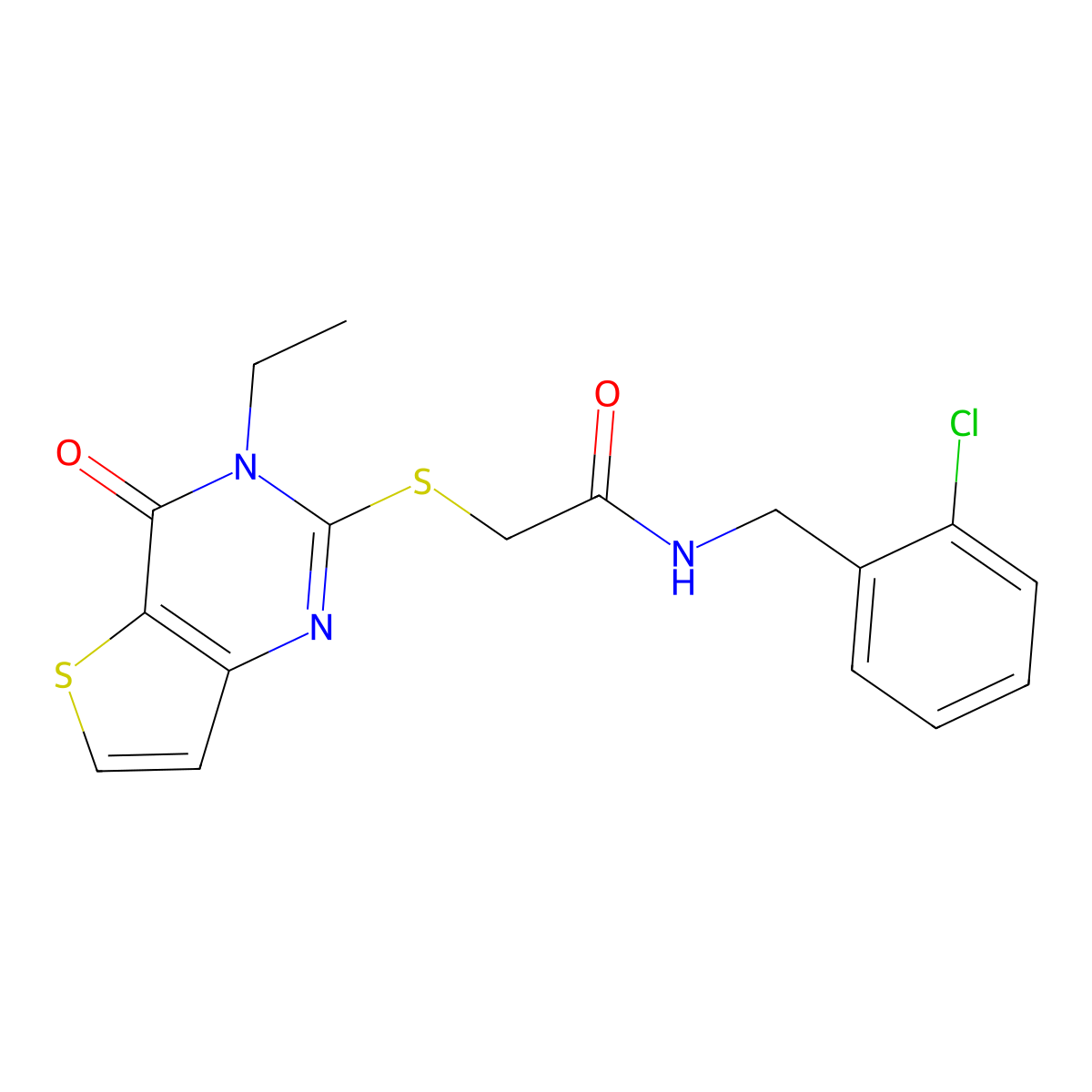 N-(2-chlorobenzyl)-2-((3-ethyl-4-oxo-3,4-dihydrothieno[3,2-d]pyrimidin-2-yl)thio)acetamide molecular structure, CAS 1252824-79-5