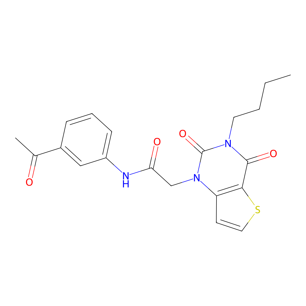 N-(3-acetylphenyl)-2-(3-butyl-2,4-dioxo-3,4-dihydrothieno[3,2-d]pyrimidin-1(2H)-yl)acetamide molecular structure, CAS 1252824-89-7