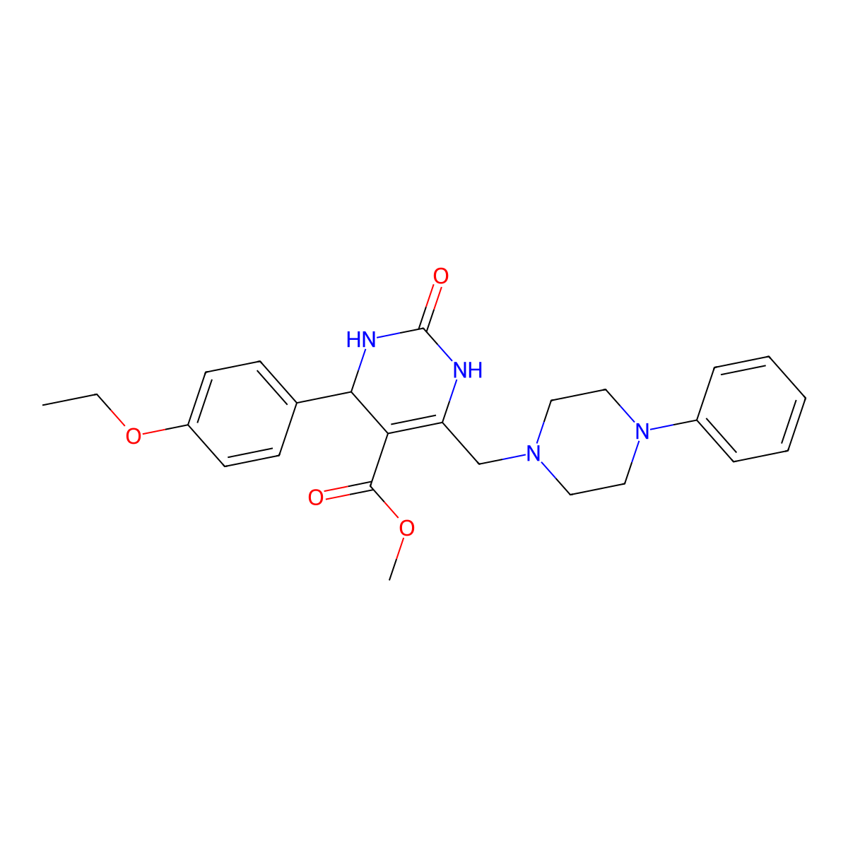Methyl 4-(4-ethoxyphenyl)-2-oxo-6-[(4-phenylpiperazin-1-yl)methyl]-1,2,3,4-tetrahydropyrimidine-5-carboxylate molecular structure, CAS 1252825-27-6