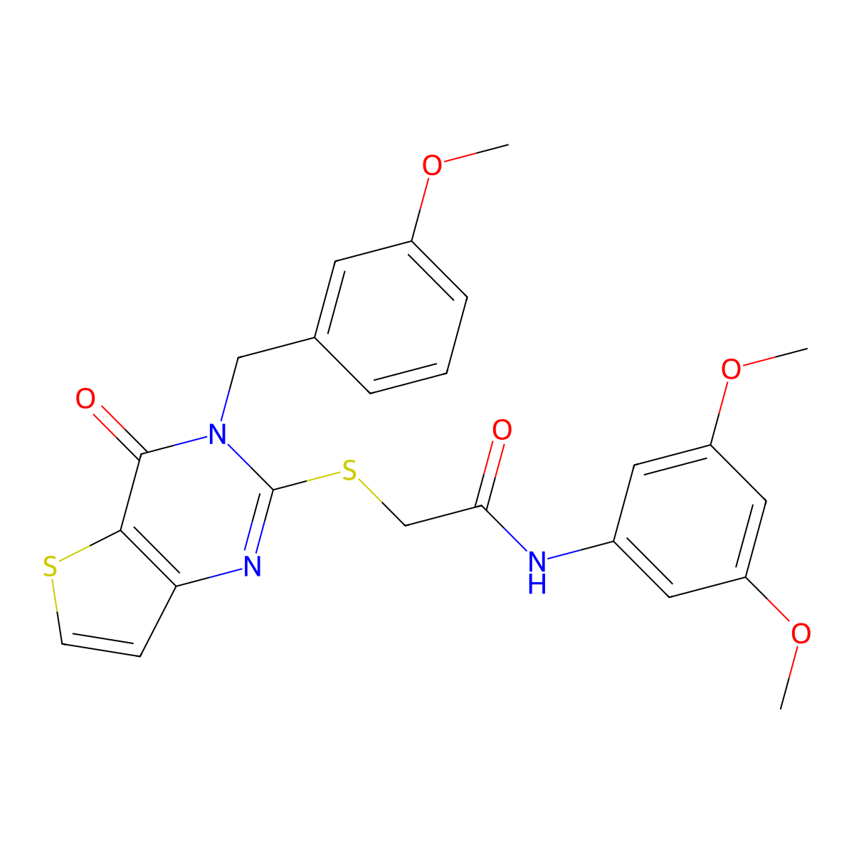 N-(3,5-dimethoxyphenyl)-2-{[3-(3-methoxybenzyl)-4-oxo-3,4-dihydrothieno[3,2-d]pyrimidin-2-yl]sulfanyl}acetamide molecular structure, CAS 1252825-34-5