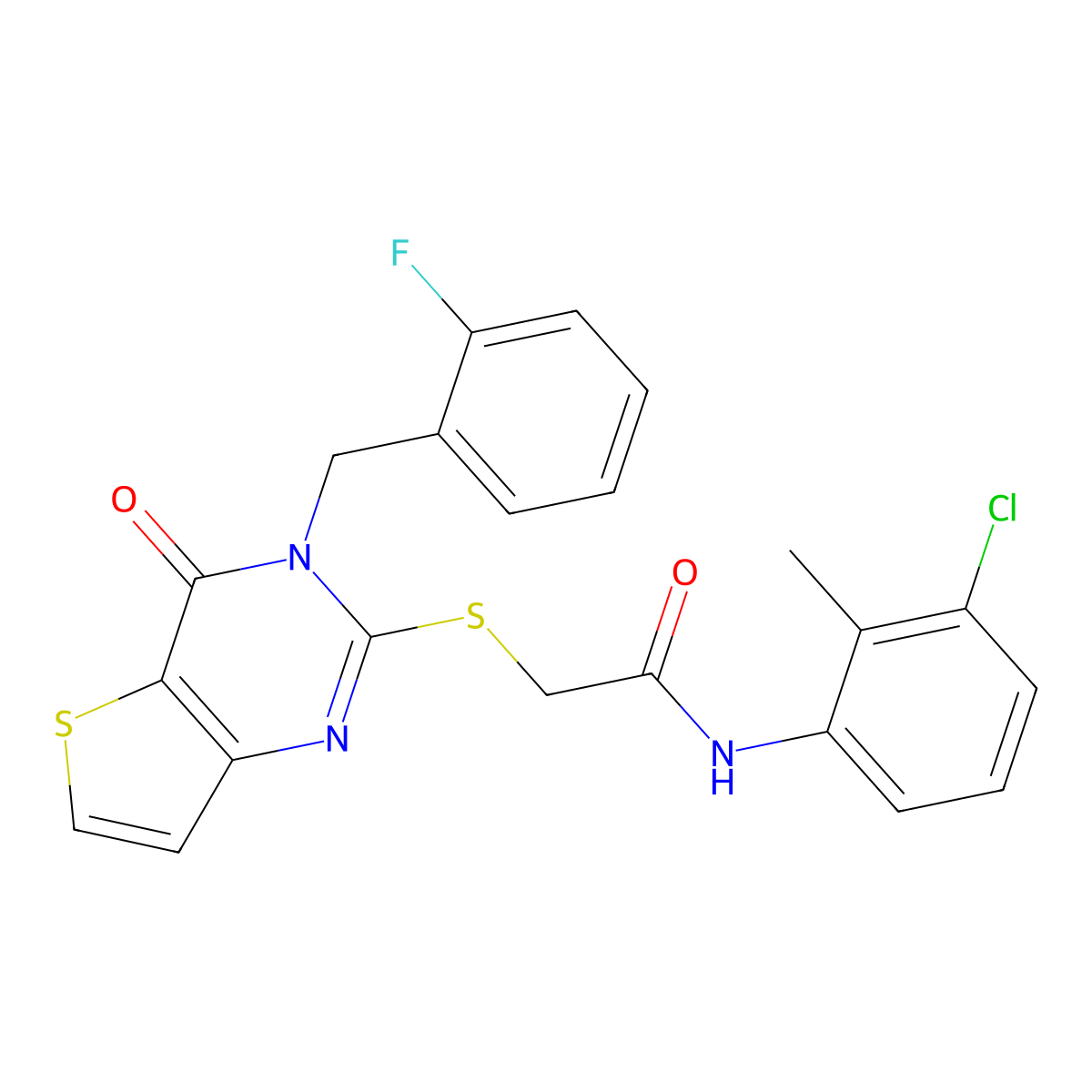 N-(3-chloro-2-methylphenyl)-2-{[3-(2-fluorobenzyl)-4-oxo-3,4-dihydrothieno[3,2-d]pyrimidin-2-yl]sulfanyl}acetamide molecular structure, CAS 1252825-37-8