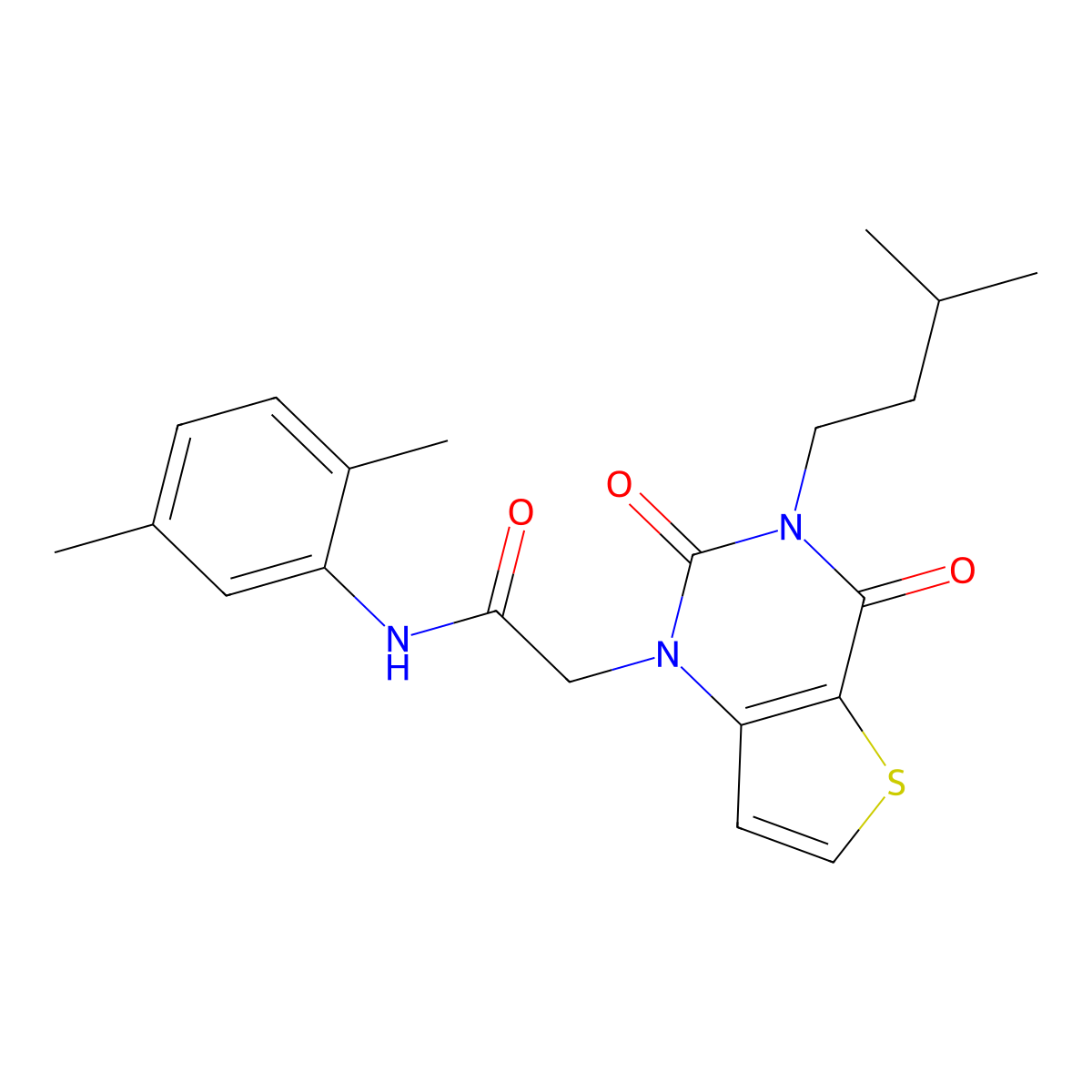N-(2,5-dimethylphenyl)-2-[3-(3-methylbutyl)-2,4-dioxo-3,4-dihydrothieno[3,2-d]pyrimidin-1(2H)-yl]acetamide molecular structure, CAS 1252825-48-1
