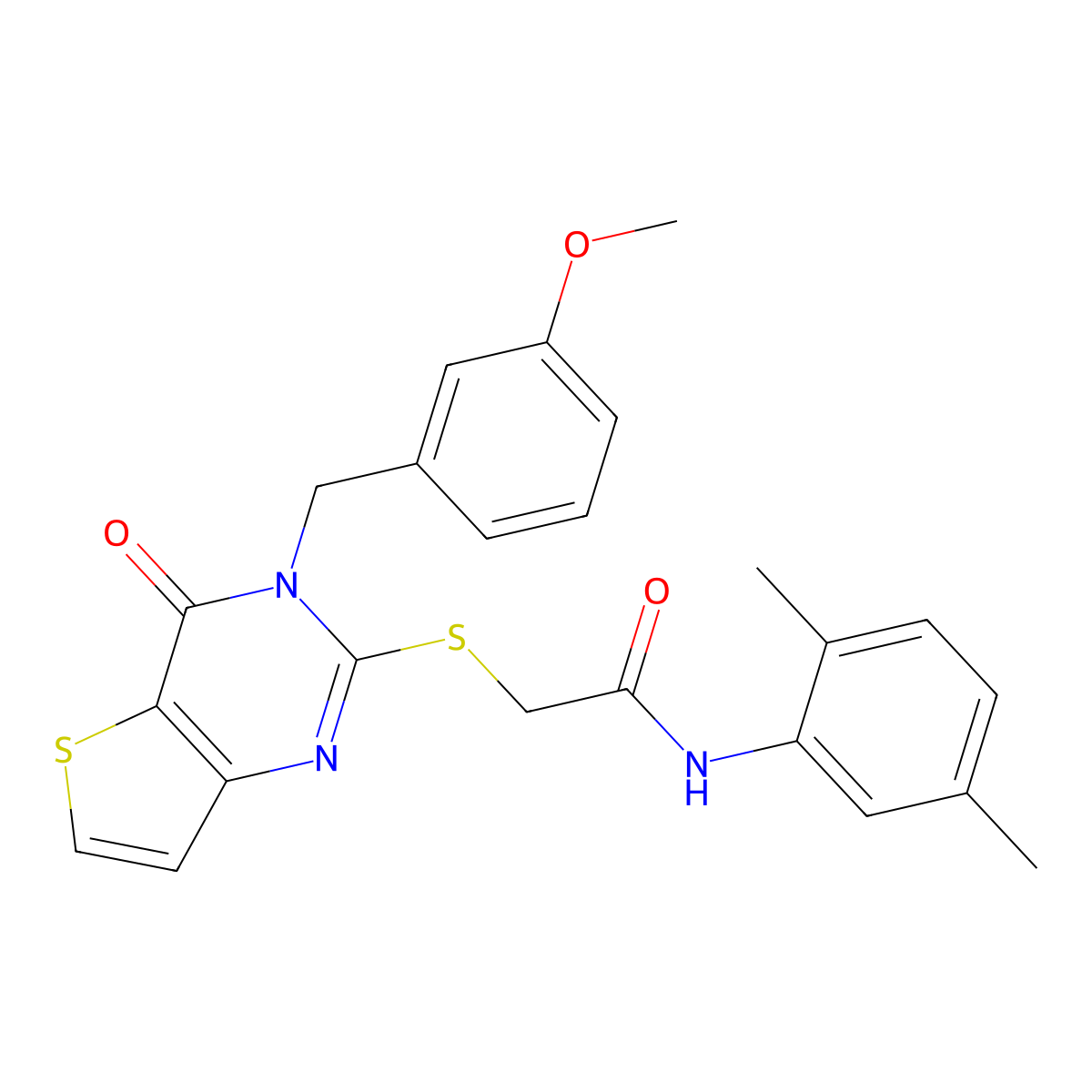 N-(2,5-dimethylphenyl)-2-{[3-(3-methoxybenzyl)-4-oxo-3,4-dihydrothieno[3,2-d]pyrimidin-2-yl]sulfanyl}acetamide molecular structure, CAS 1252825-55-0