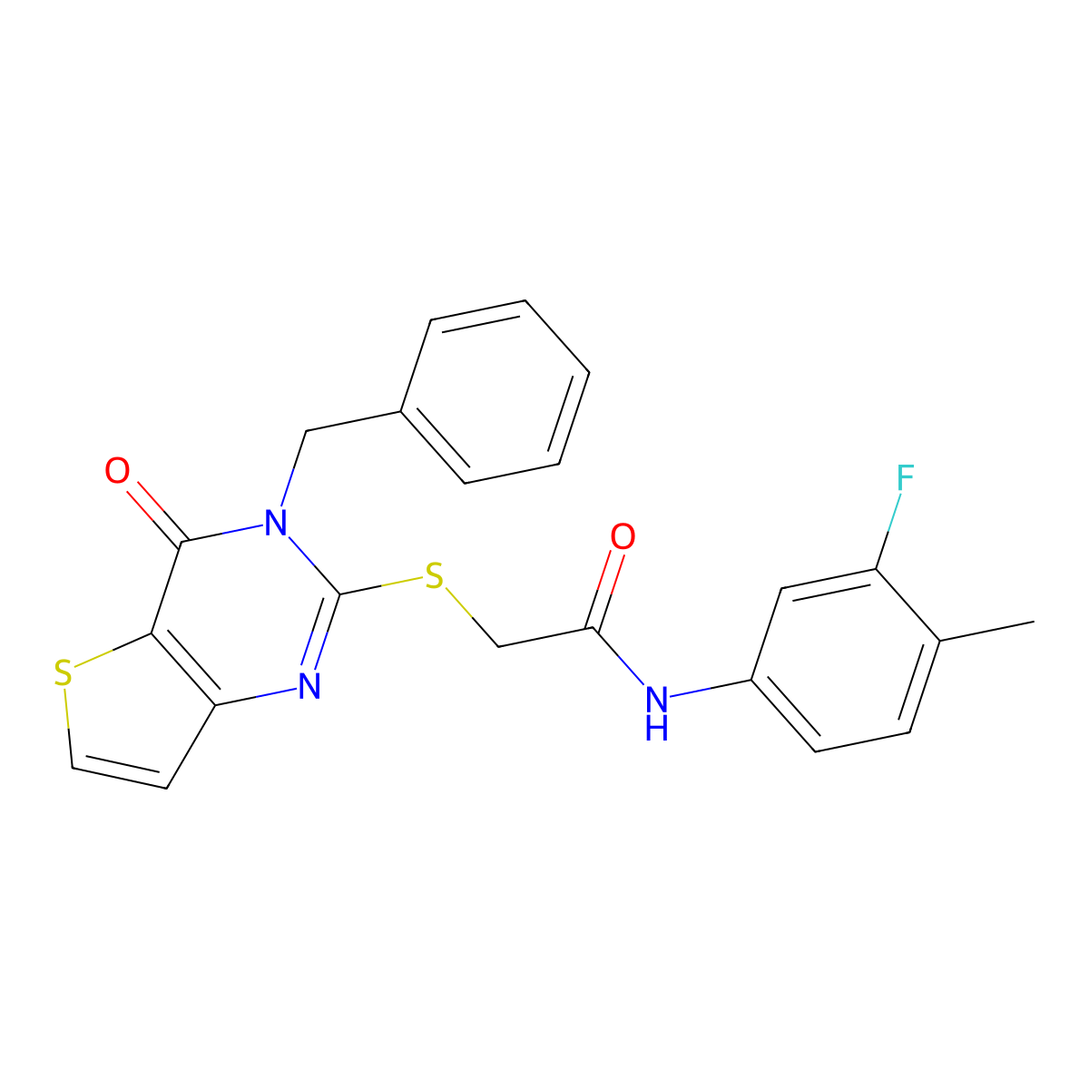 2-[(3-benzyl-4-oxo-3,4-dihydrothieno[3,2-d]pyrimidin-2-yl)sulfanyl]-N-(3-fluoro-4-methylphenyl)acetamide molecular structure, CAS 1252825-70-9
