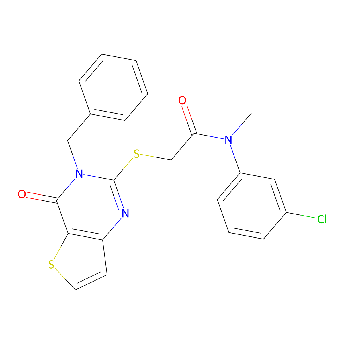 2-({3-benzyl-4-oxo-3H,4H-thieno[3,2-d]pyrimidin-2-yl}sulfanyl)-N-(3-chlorophenyl)-N-methylacetamide molecular structure, CAS 1252825-79-8