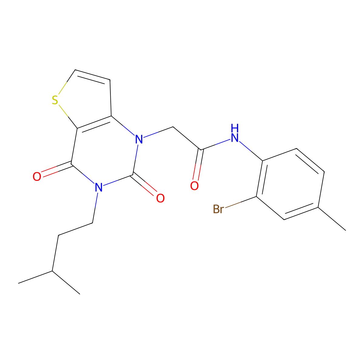 N-(2-bromo-4-methylphenyl)-2-[3-(3-methylbutyl)-2,4-dioxo-3,4-dihydrothieno[3,2-d]pyrimidin-1(2H)-yl]acetamide molecular structure, CAS 1252825-93-6