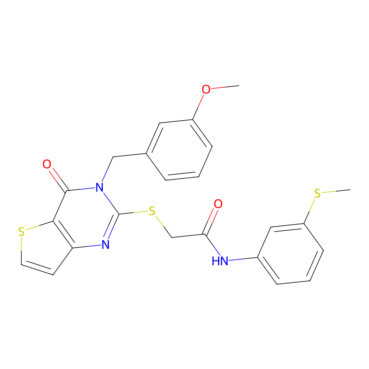 2-{[3-(3-methoxybenzyl)-4-oxo-3,4-dihydrothieno[3,2-d]pyrimidin-2-yl]sulfanyl}-N-[3-(methylsulfanyl)phenyl]acetamide molecular structure, CAS 1252826-01-9
