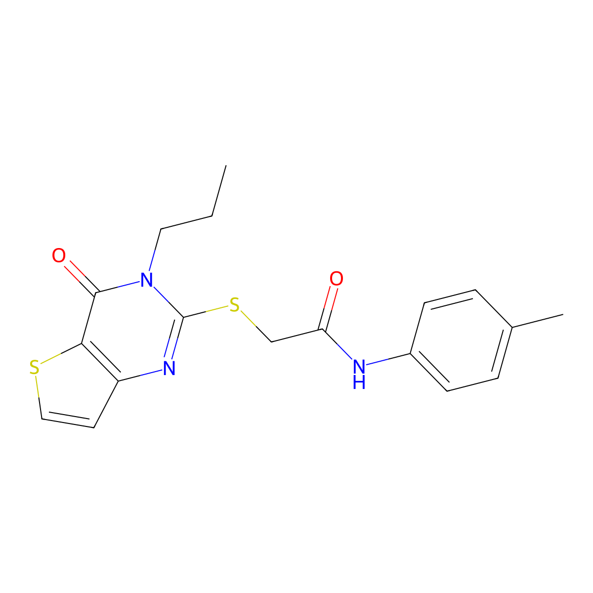 N-(4-methylphenyl)-2-({4-oxo-3-propyl-3H,4H-thieno[3,2-d]pyrimidin-2-yl}sulfanyl)acetamide molecular structure, CAS 1252826-18-8