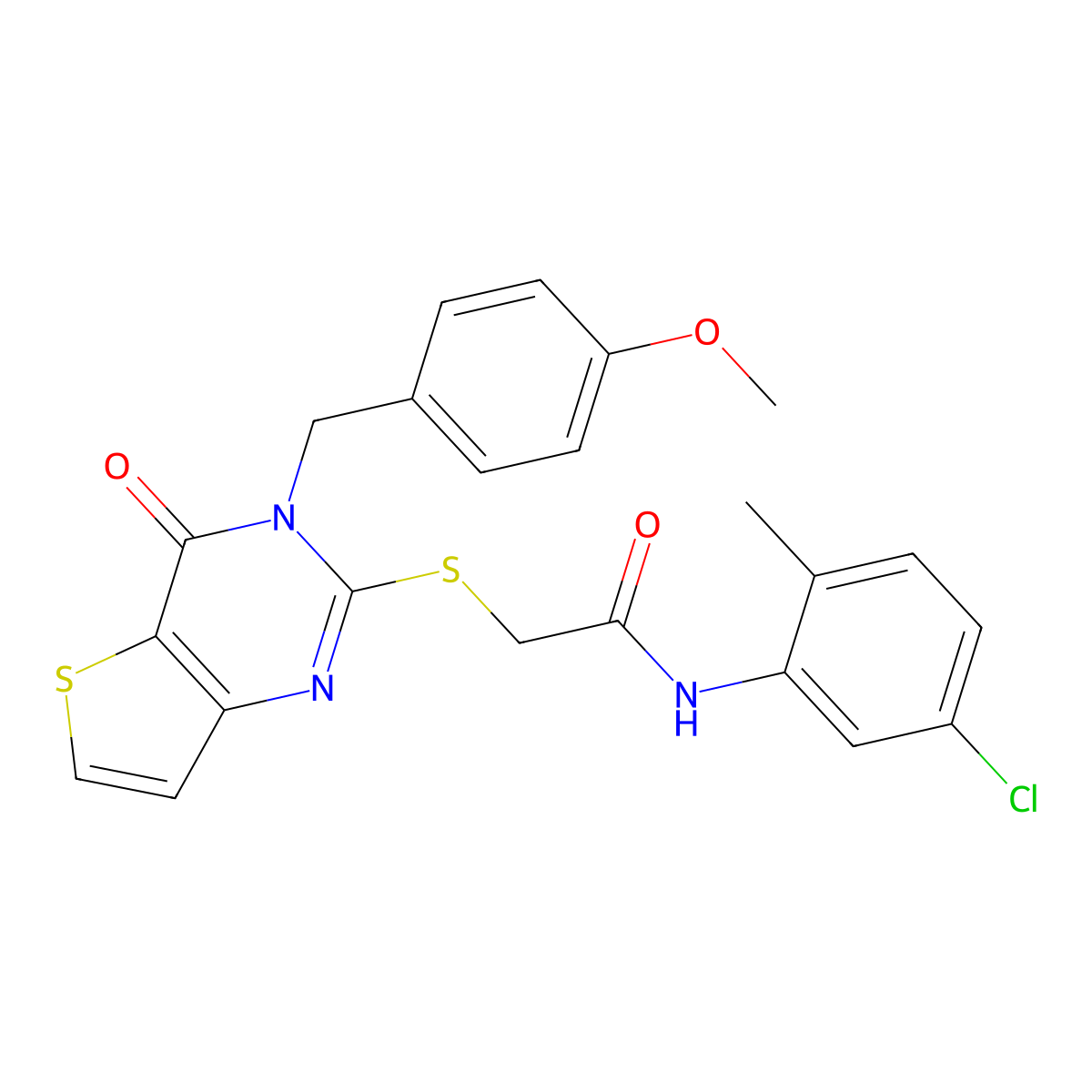 N-(5-chloro-2-methylphenyl)-2-{[3-(4-methoxybenzyl)-4-oxo-3,4-dihydrothieno[3,2-d]pyrimidin-2-yl]sulfanyl}acetamide molecular structure, CAS 1252826-29-1