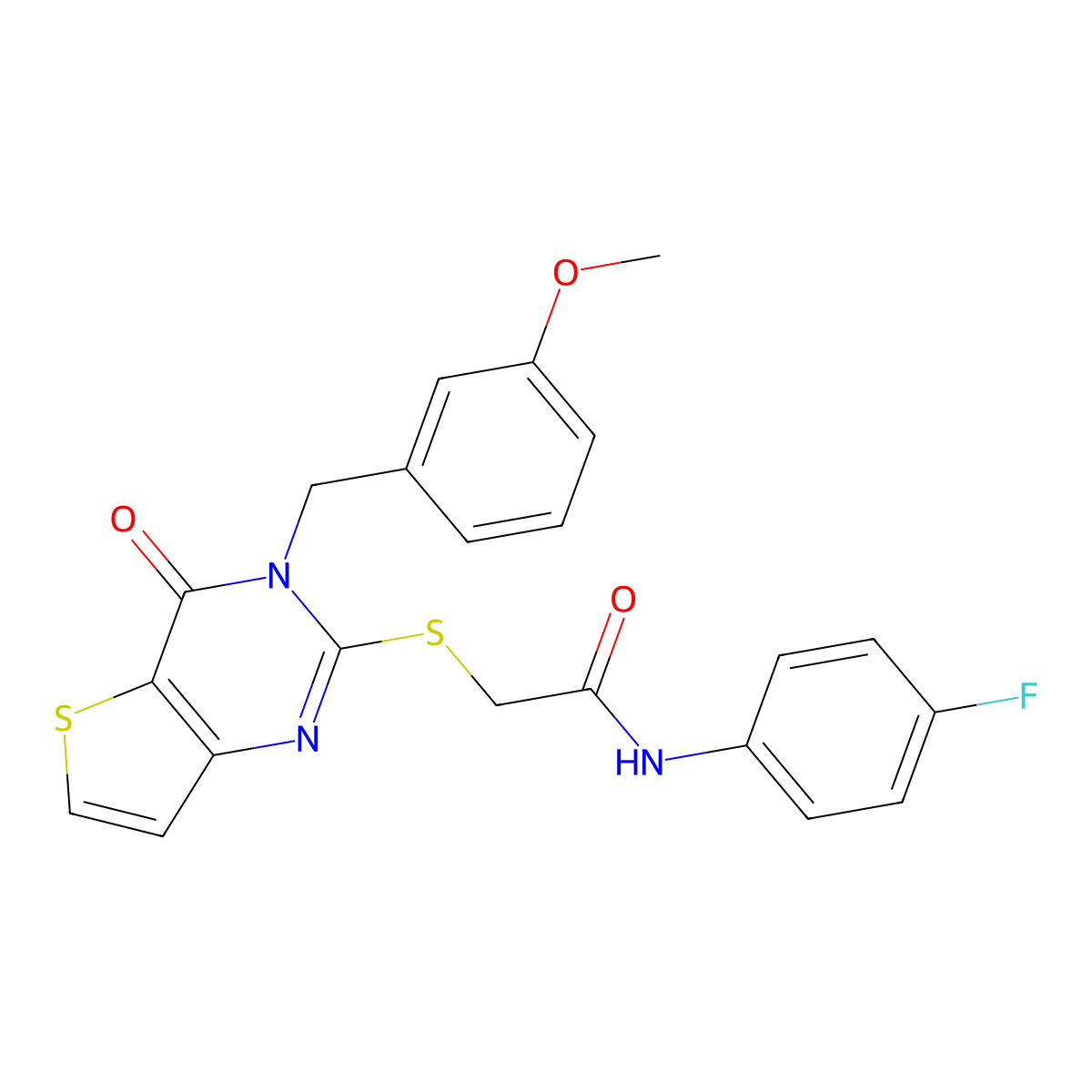 N-(4-fluorophenyl)-2-{[3-(3-methoxybenzyl)-4-oxo-3,4-dihydrothieno[3,2-d]pyrimidin-2-yl]sulfanyl}acetamide molecular structure, CAS 1252826-48-4