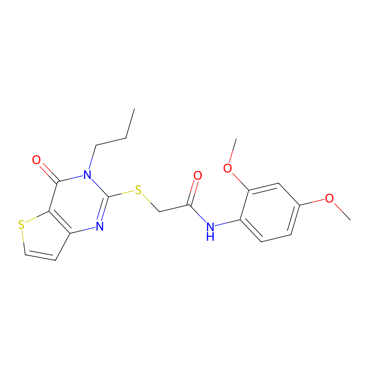 N-(2,4-dimethoxyphenyl)-2-({4-oxo-3-propyl-3H,4H-thieno[3,2-d]pyrimidin-2-yl}sulfanyl)acetamide molecular structure, CAS 1252838-76-8
